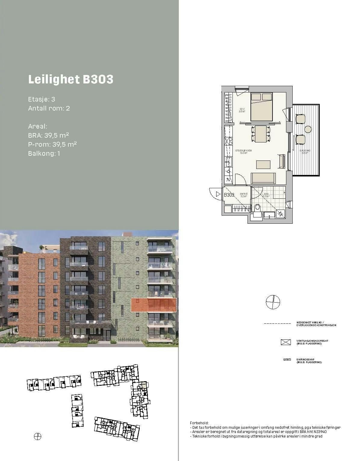 Nyere og moderne 2-roms på Leangen fra 2024. Galleribilde