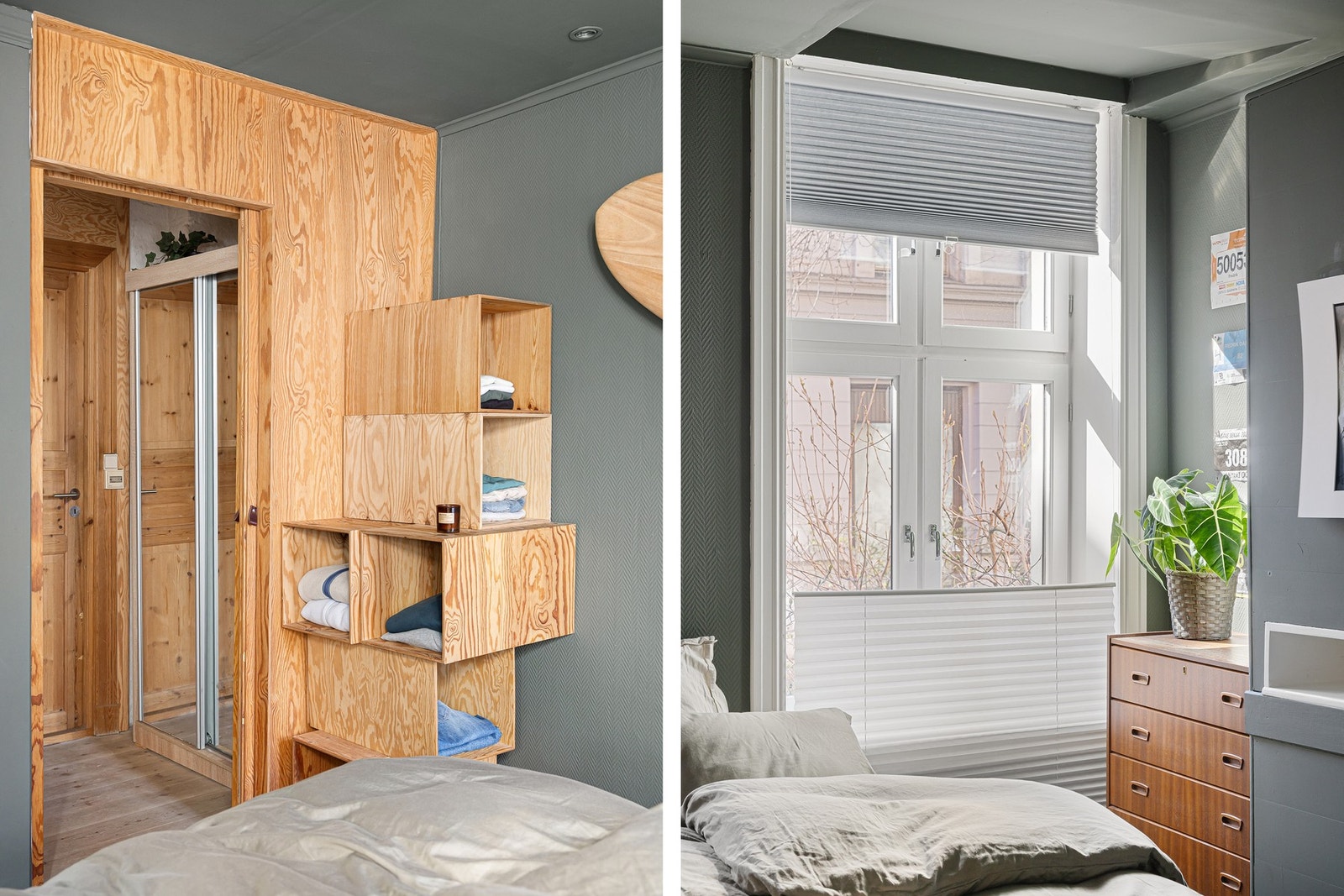 Hovedsoverommet har som resten av leiligheten mange fine detaljer og plassbyggde løsninger. Galleribilde