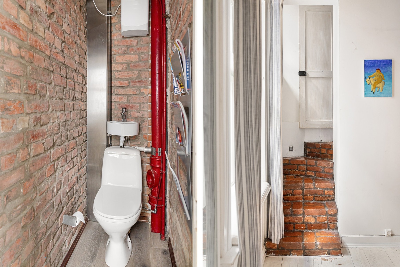 I forbindelse med gjesterommet ved kjøkkenet har du eget toalett opp en sjarmerende trapp. Galleribilde