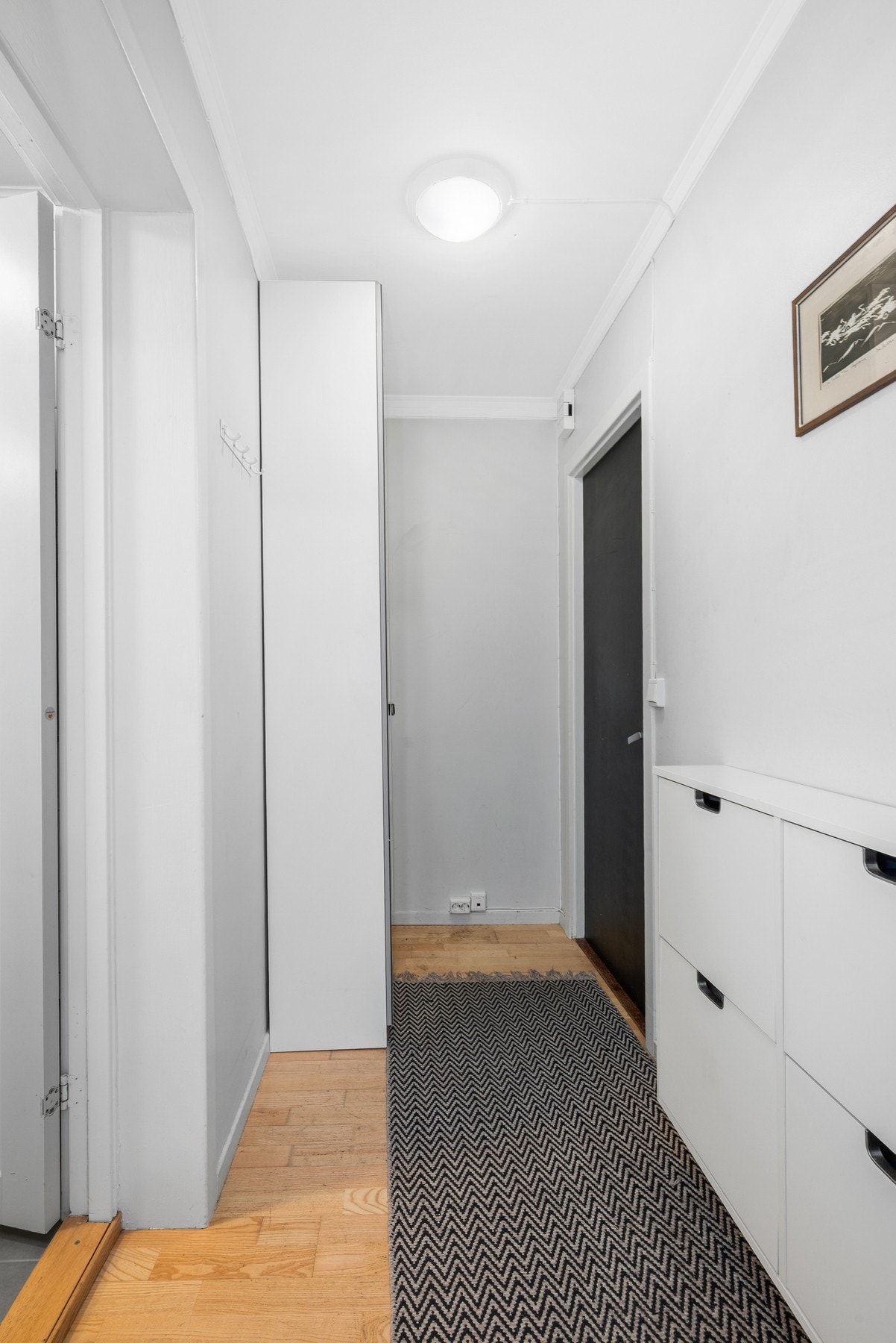 Entreen har adkomst fra felles gang, og har god plass til yttertøyet i skoskapet og garderobeskapet. Galleribilde