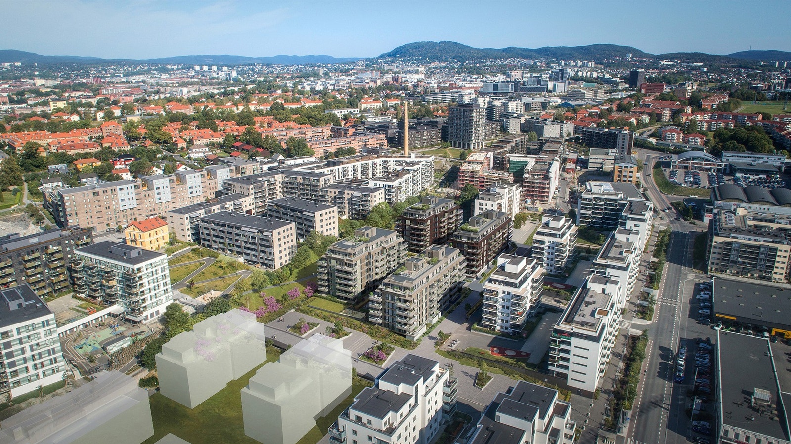 Beliggenheten er svært ideell. Her bor man sentralt samtidig som leilighetene ligger tilbaketrukket og stille. Alt man trenger i hverdagen er innen gangavstand, og sentrum er like i nærheten. Galleribilde