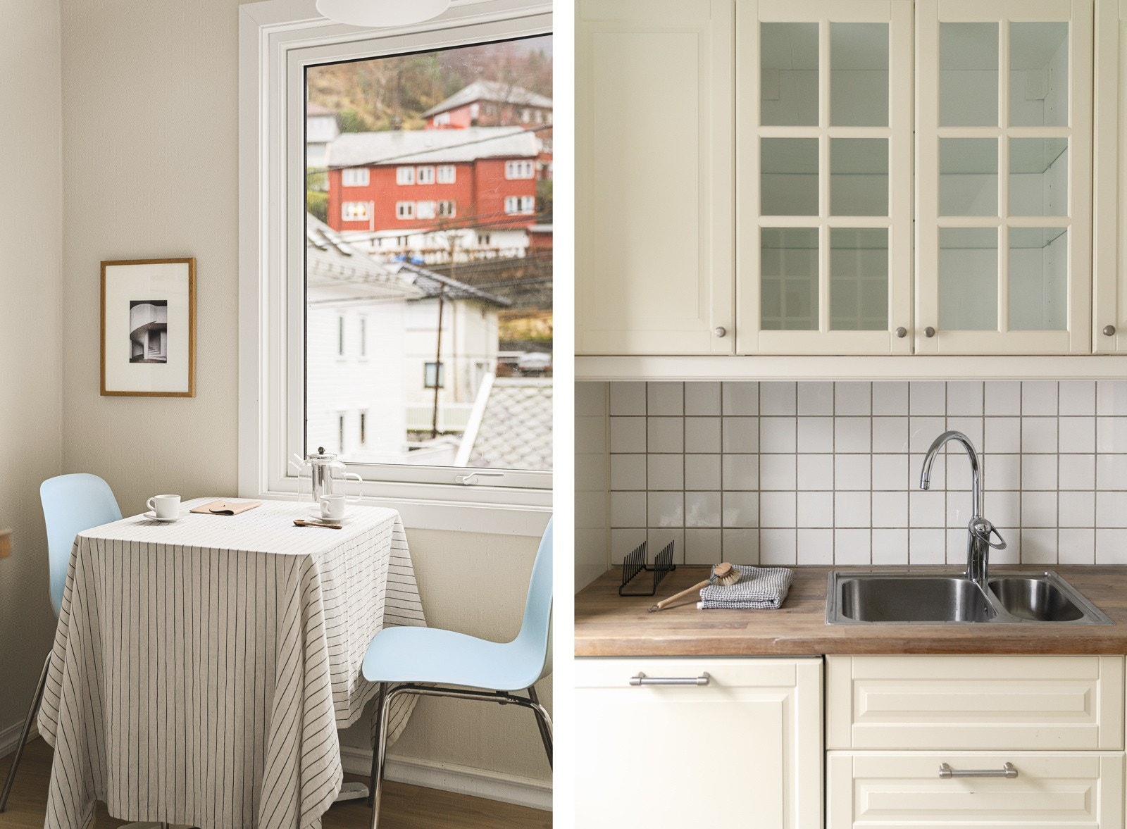 Av hvitevarer er det stekeovn, platetopp, oppvaskmaskin, ventilator og kjøleskap med fryseskap. Galleribilde