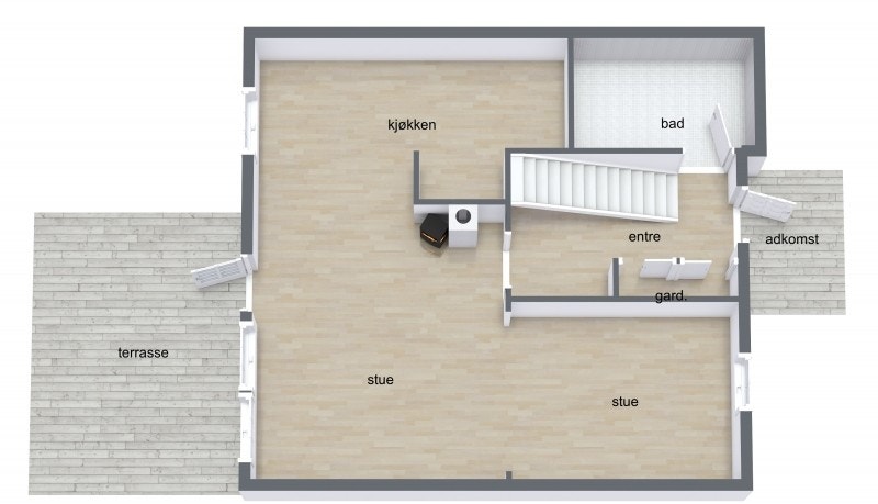 Plantegning 1. etasje Galleribilde