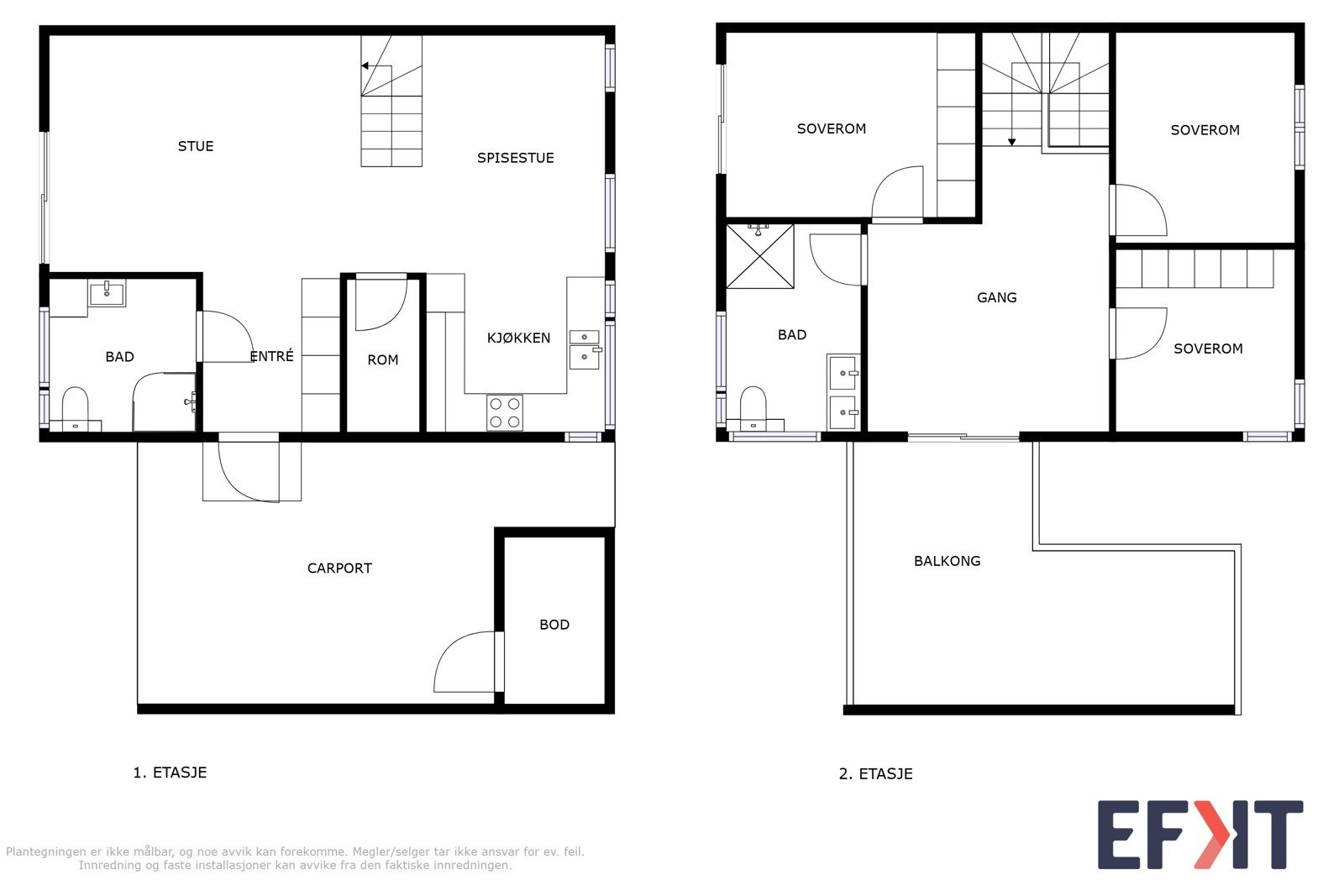 Plantegninger begge etasjer. Galleribilde