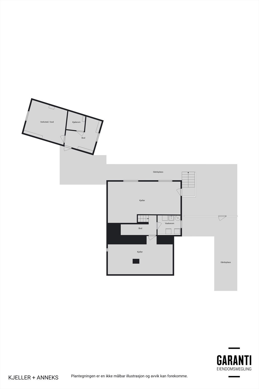 - Plantegning kjeller og uthus - Galleribilde