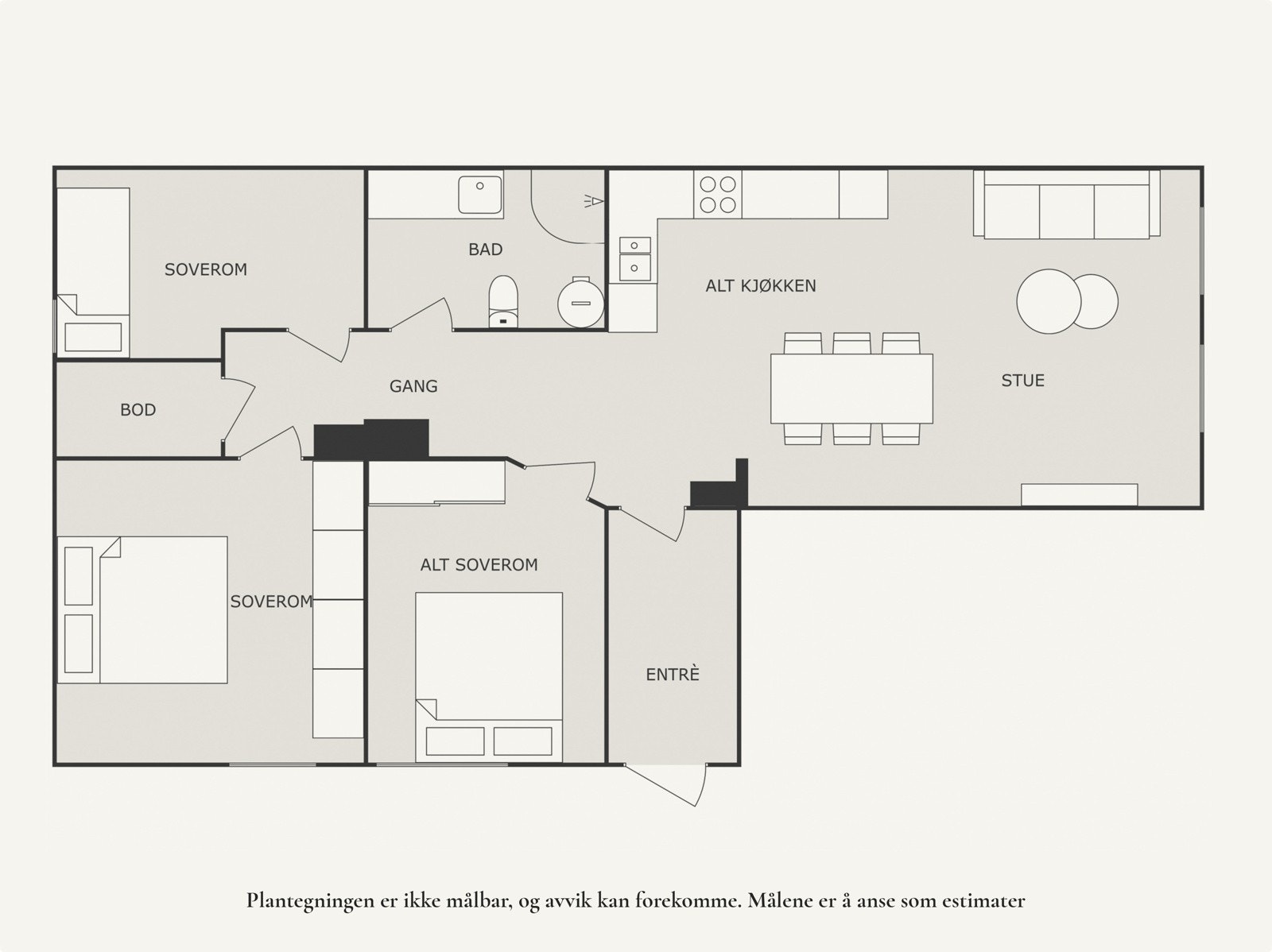 Alternativ plantegning med 3 soverom. Galleribilde