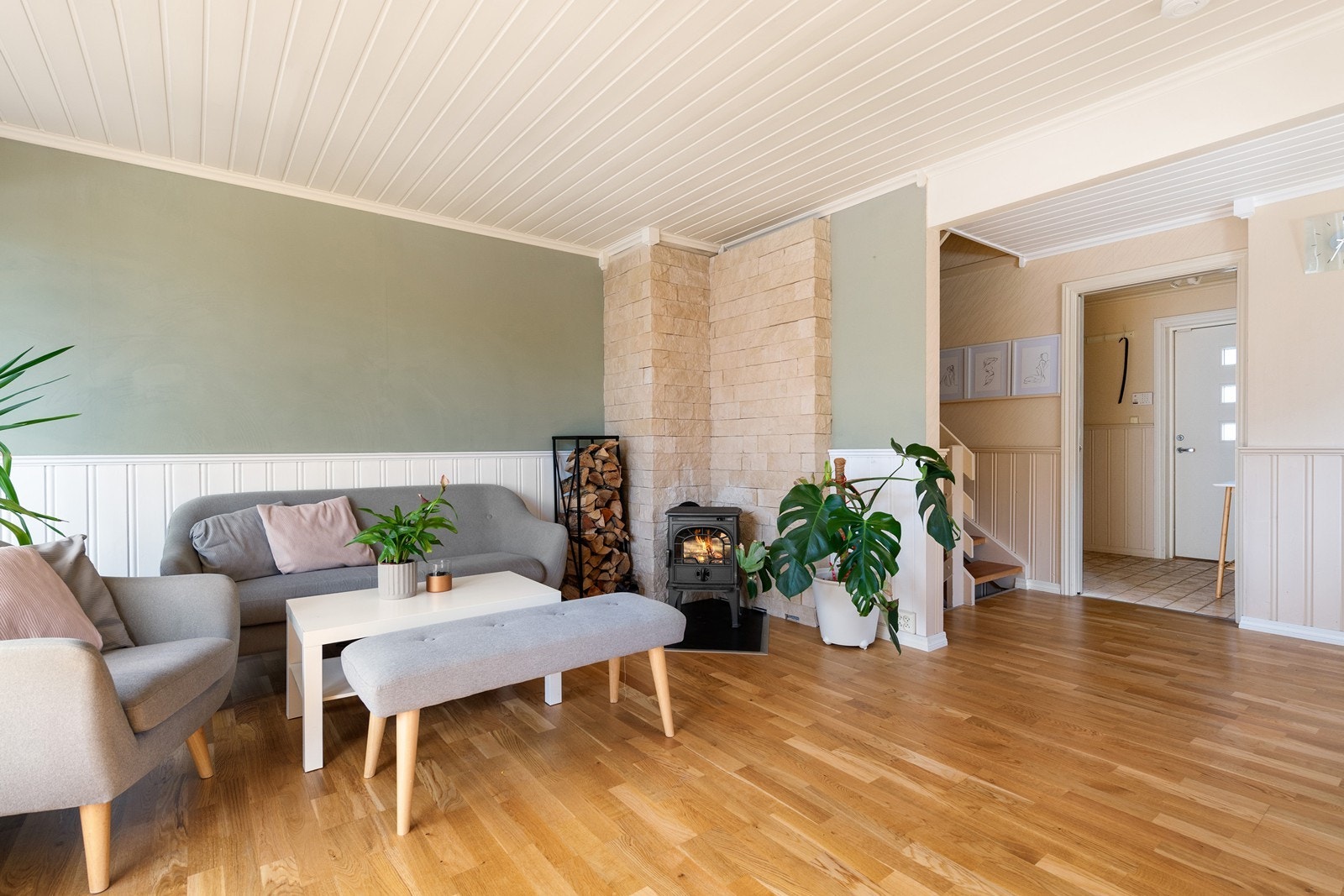 Når det går mot kaldere tider har du en deilig peis i stua Galleribilde