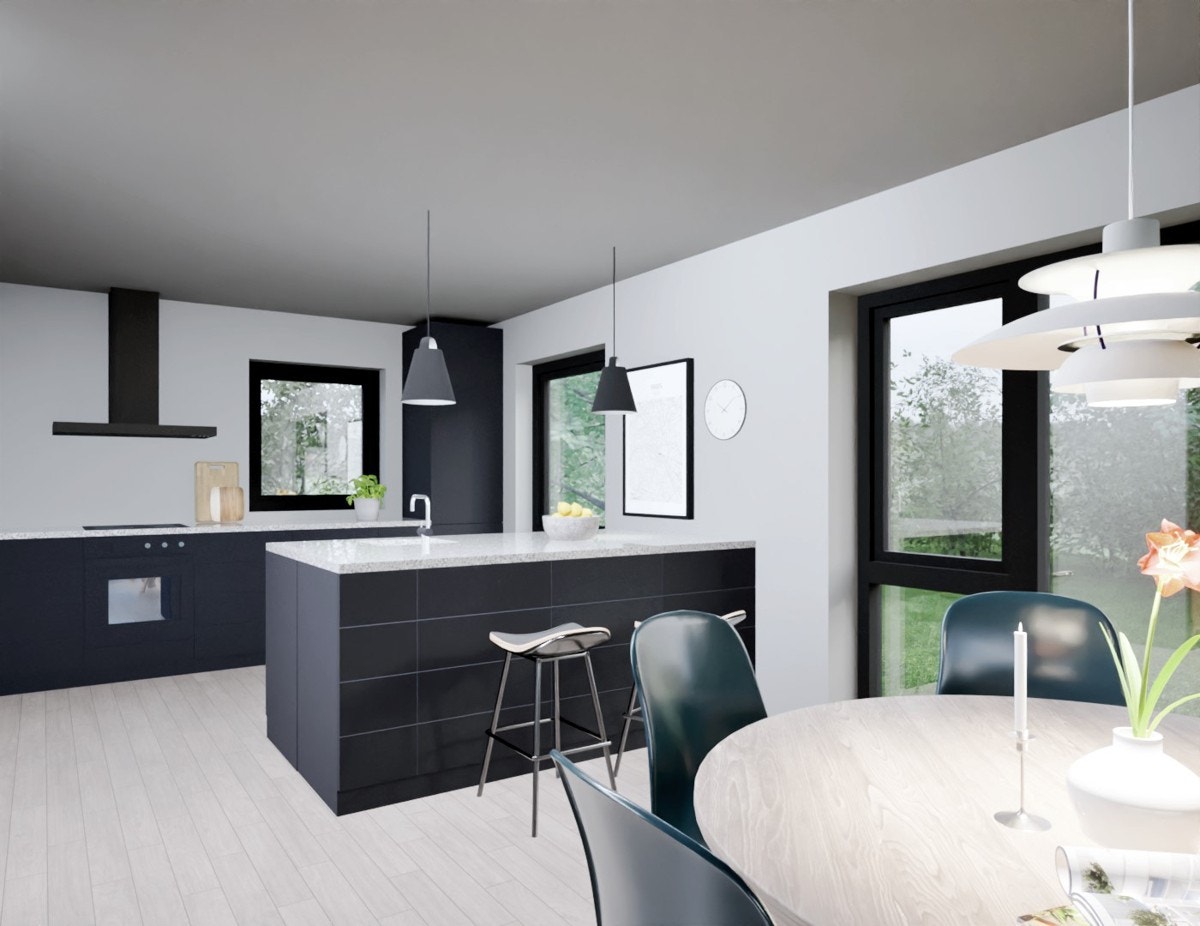 Illustrasjonsfoto av kjøkken. Kjøkken leveres av Aubo i flere fargealternativer. Galleribilde