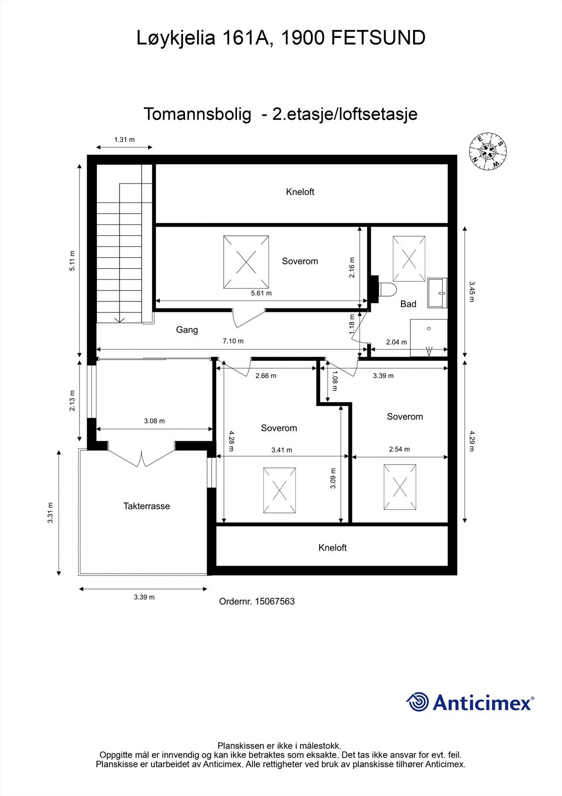 Plantegning - 2.etasje loftsetasje Galleribilde