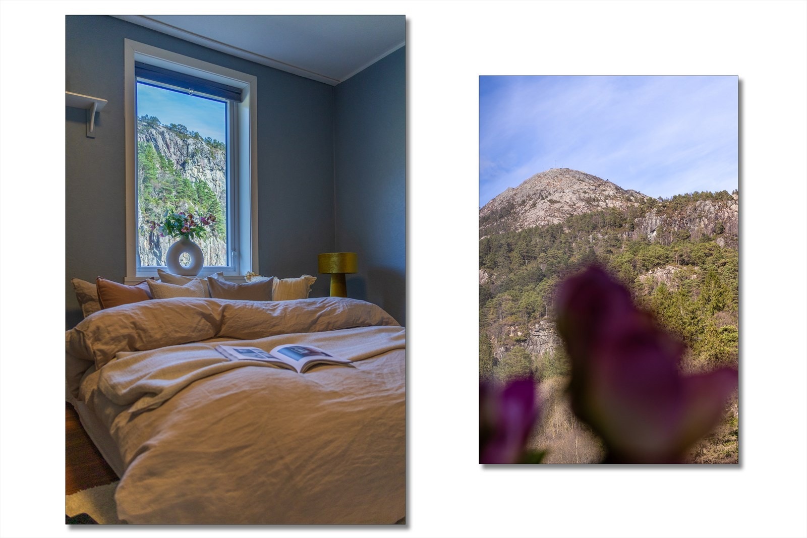 Herlig utsikt mot Lyderhorn fra soveromsvinduet. Galleribilde