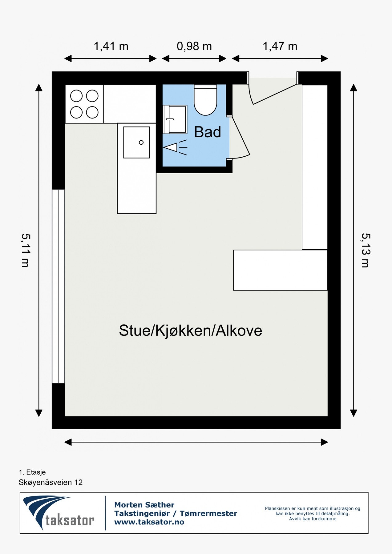 Leiligheten disponerer en bod på inngangsplan på ca. 3 m² og en loftsbod på 3 m² (7m² i gulvareal) Galleribilde