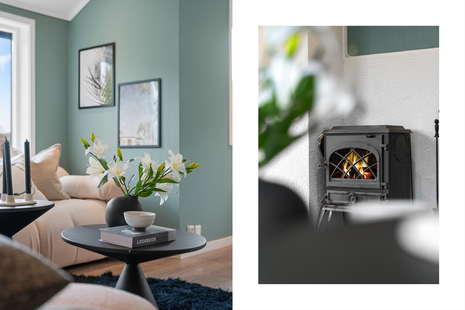 - Peisen sørger for godt med varme på kalde vinterdager og en hjemmekoselig atmosfære - Galleribilde