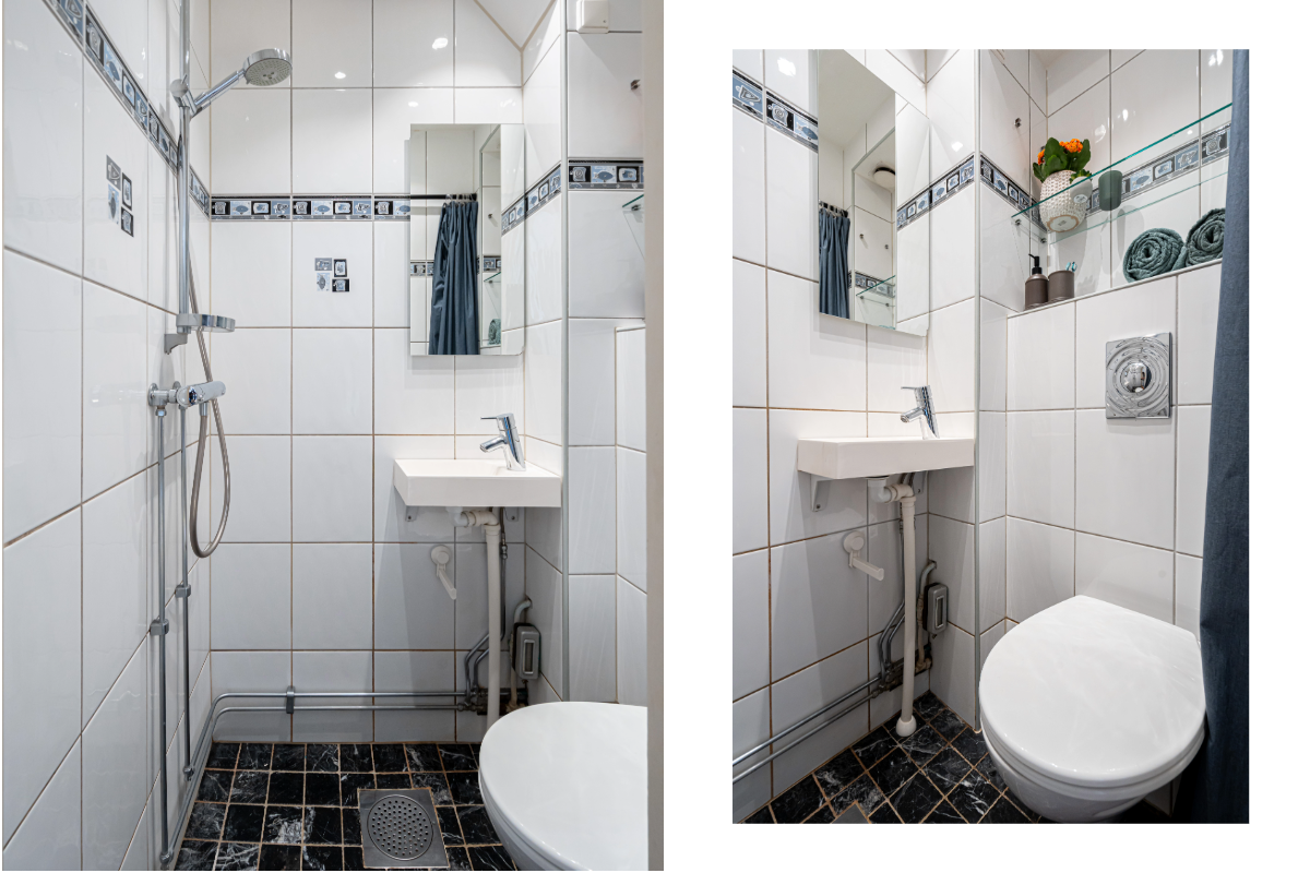 Badet har varmekabler i gulv. Galleribilde