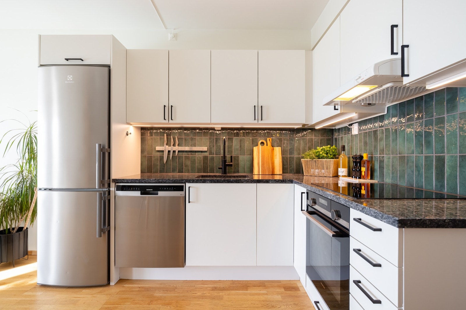 Av hvitevarer medfølger koketopp, ovn, oppvaskmaskin og kjøleskap. Galleribilde