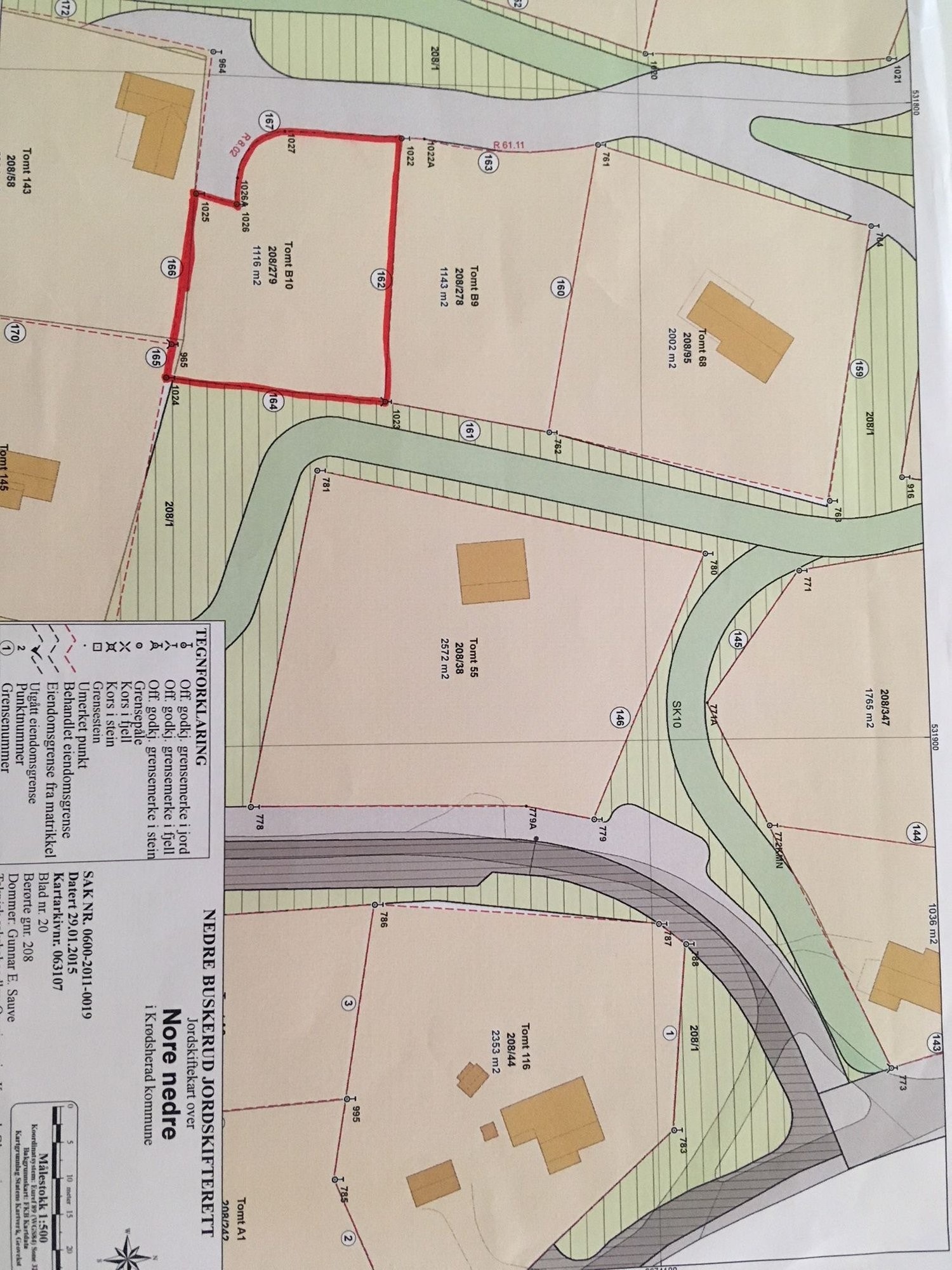 Den aktuelle tomten markert med rødt. Galleribilde