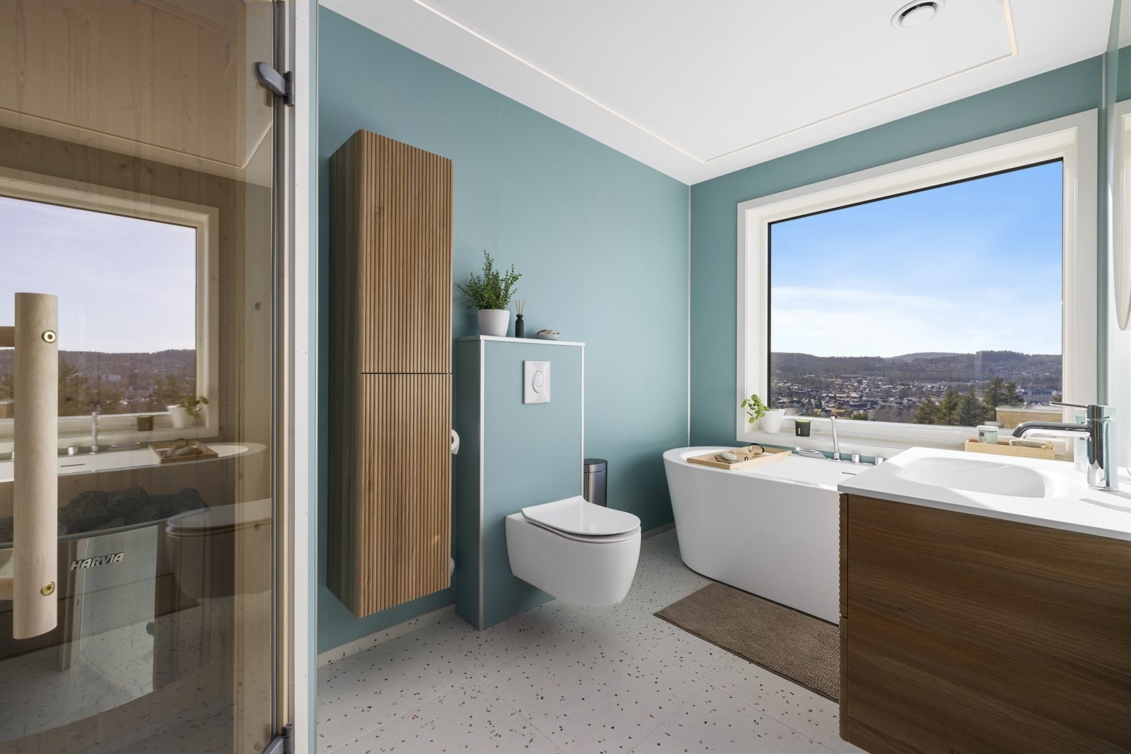 Bad med badekar, dusj og badstue i 2.etasje Galleribilde