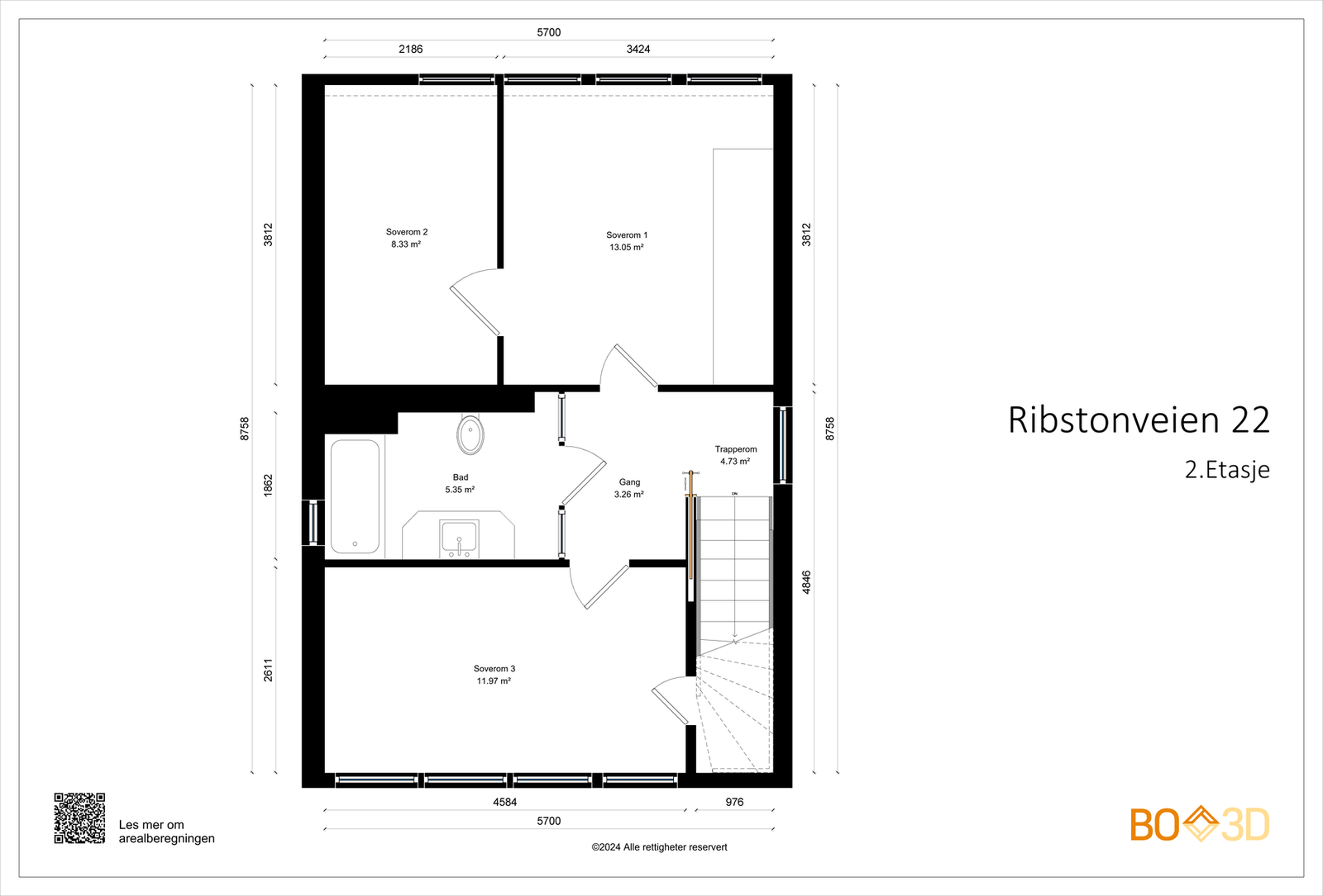 Plantegning, 2.etasje. Galleribilde