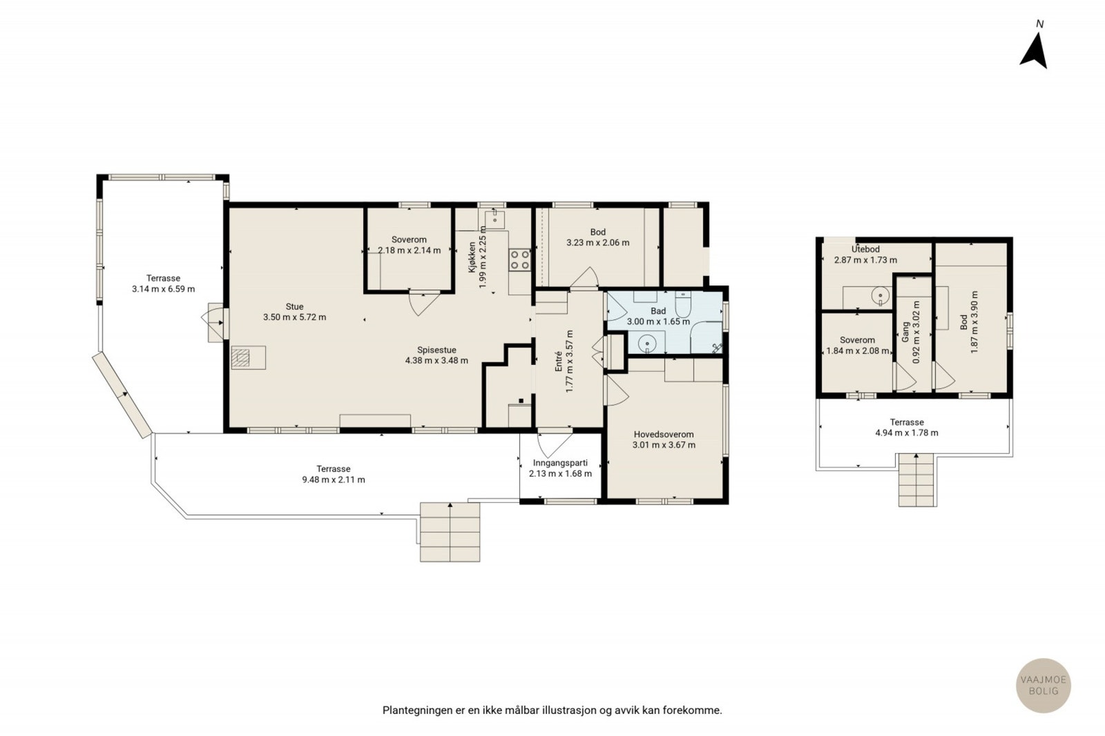 Gjør deg kjent med planløsningen - Legg samtidig merke til den smarte inndelingen av rom i kombinasjon med uteområdene. Galleribilde