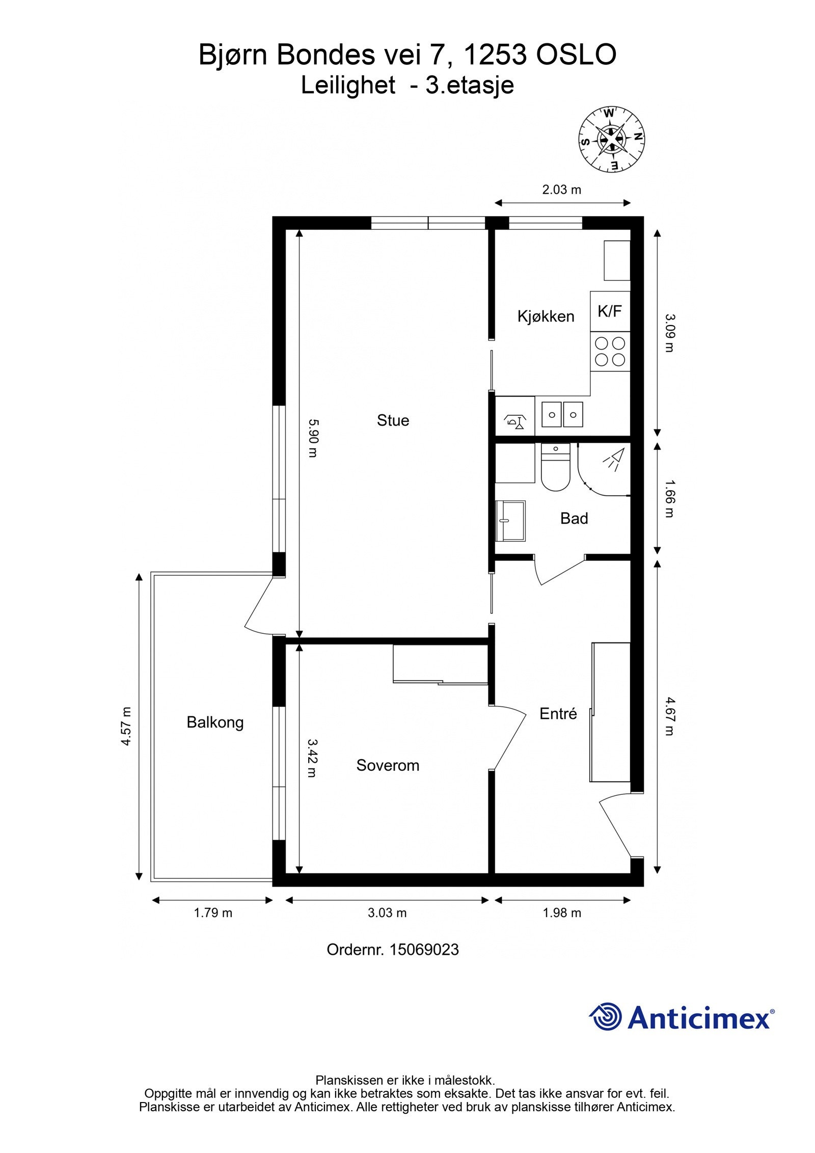 Leiligheten disponerer en loftbod på 5m² merket med nr. 3012. Loftsboden har et totalt gulvareal på 9m² iht tilstandsrapport Galleribilde