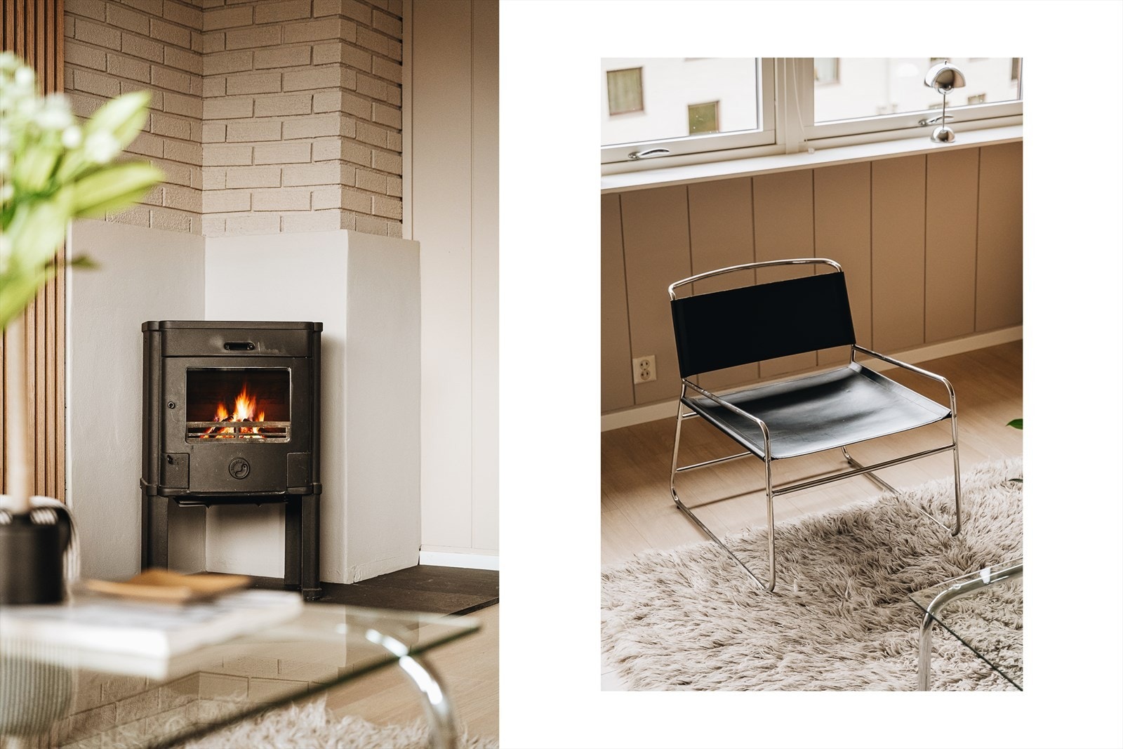 Leiligheten har peis som er perfekt for kaldere dager! Galleribilde