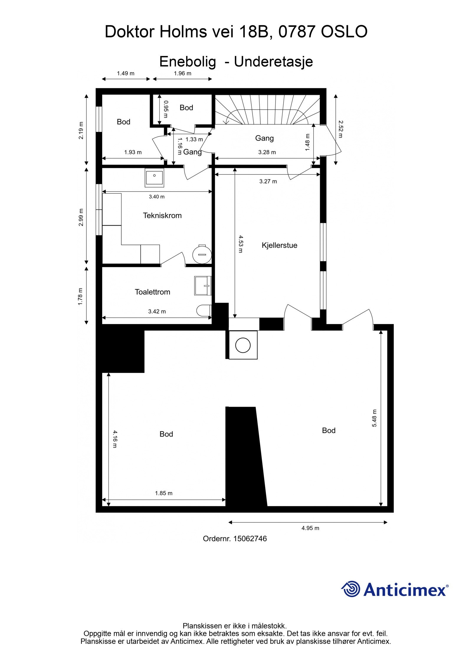 Plantegning for Doktor Holms vei 18 B - Underetasje. Galleribilde