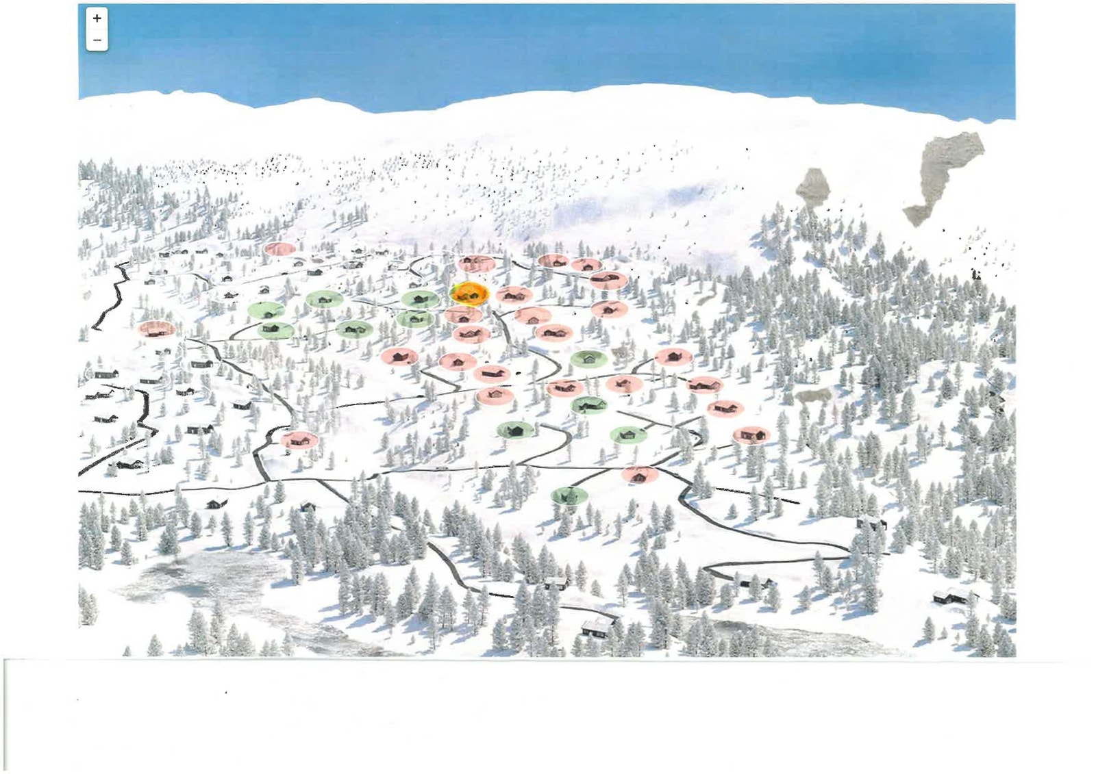 Tomteområde- Tomt G16 markert med oransje Galleribilde