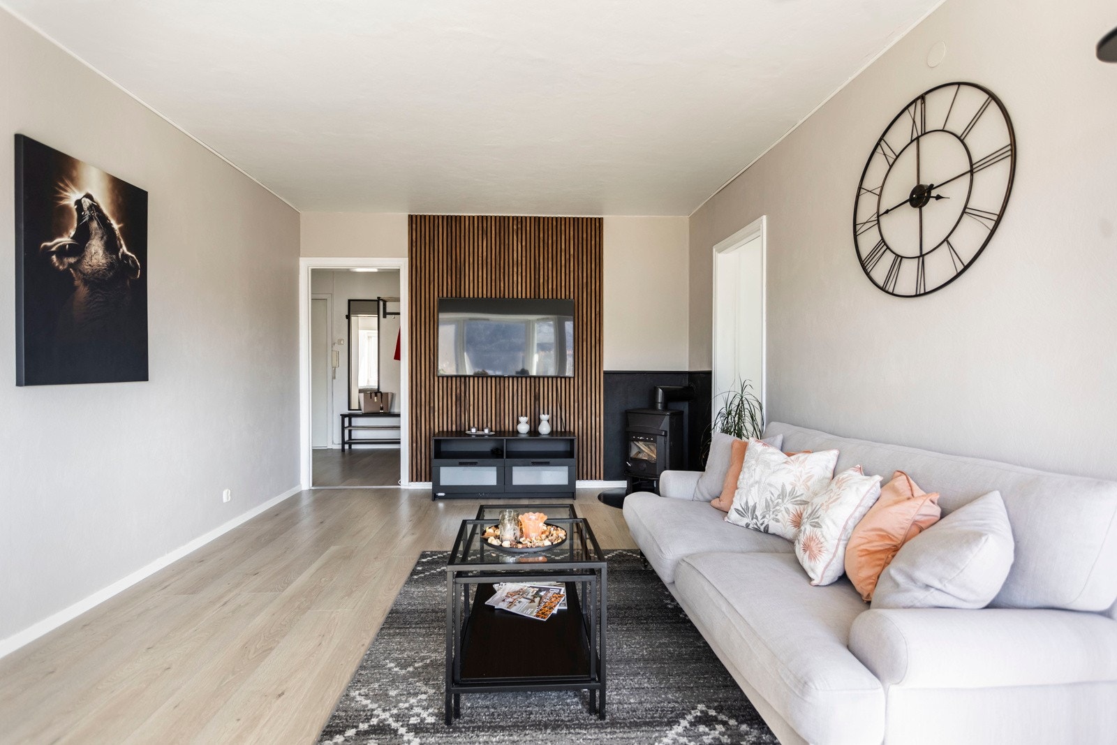 Ny spilevegg i stue fra 2024. Galleribilde