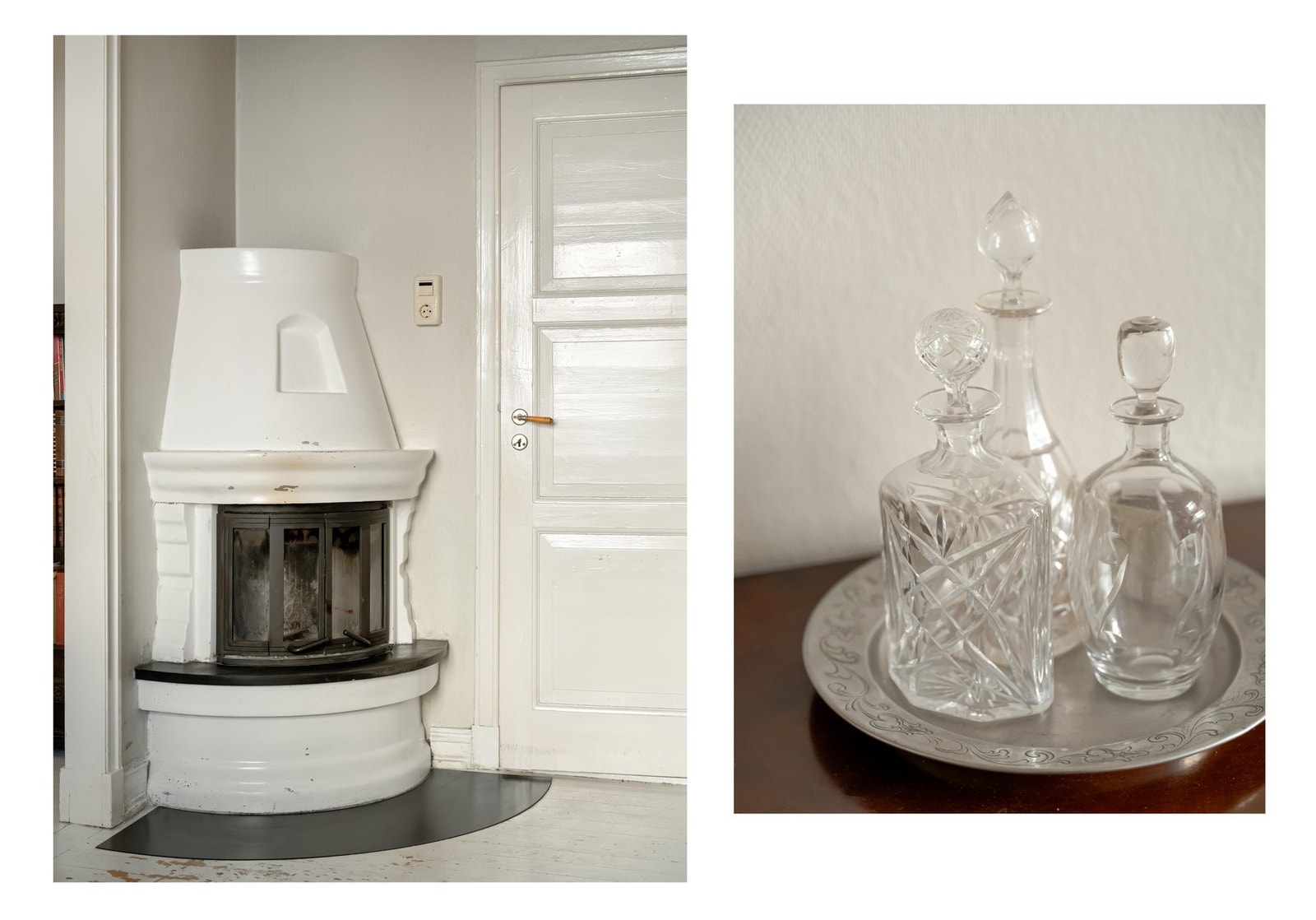 I hjørnet av stuen finner vi en koselig peis. Pipene ble for øvrig rehabilitert i regi av boligselskapet i 2015. Galleribilde