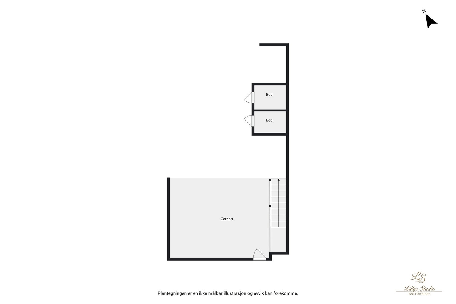 Plantegning carport og bod. Galleribilde
