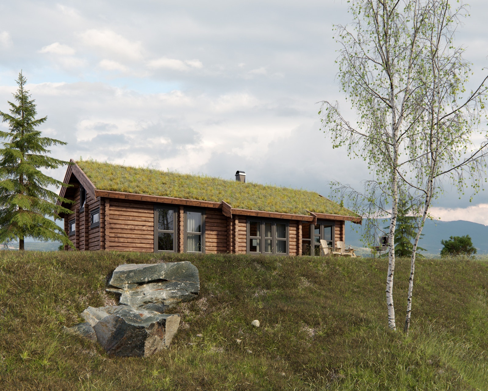 Visualisering av modellen Forollhogna. Et nett og harmonisk eksteriør med inneholdsrik planløsning. Galleribilde