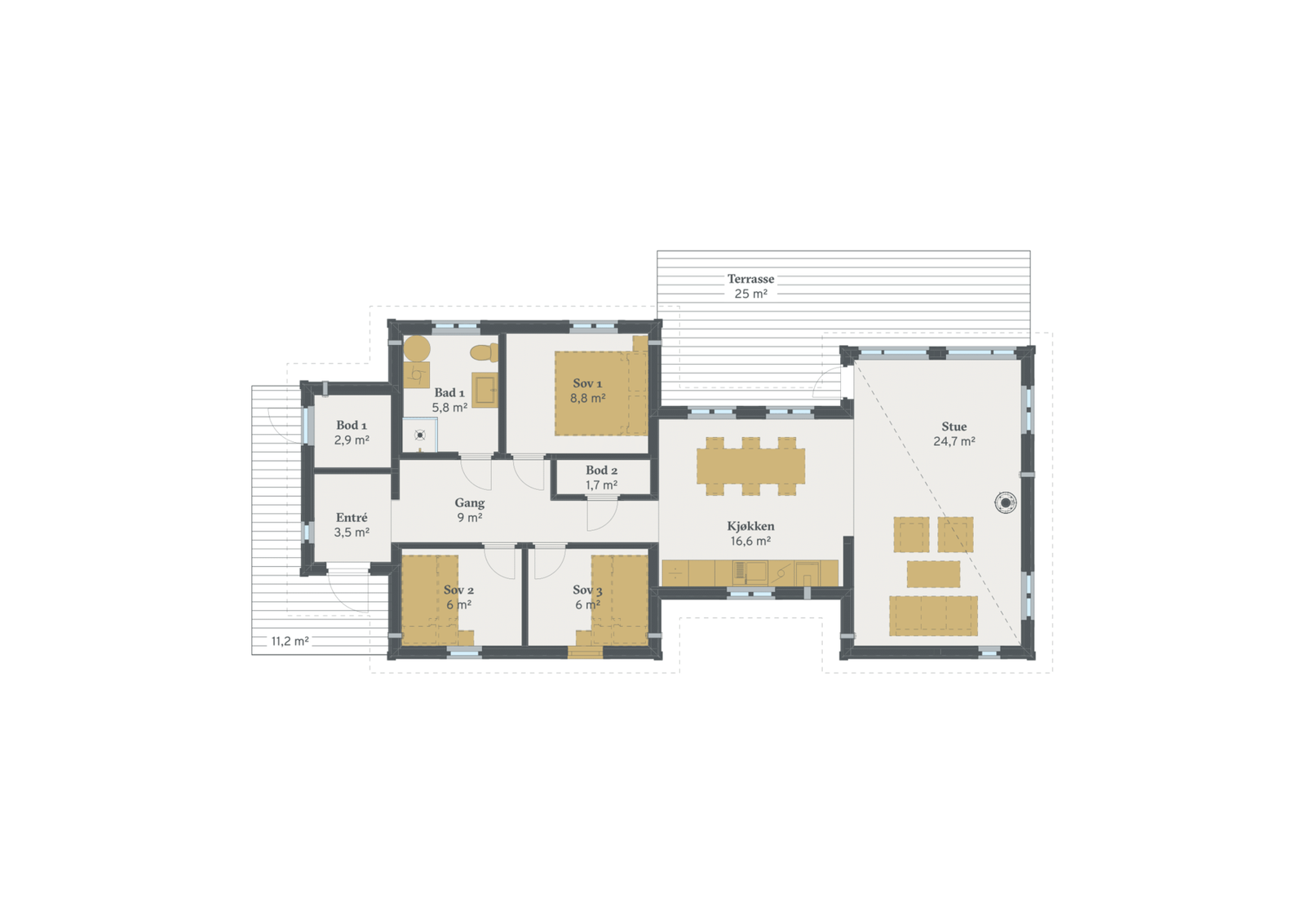 Plantegning Rognli panorama ettplan. Galleribilde