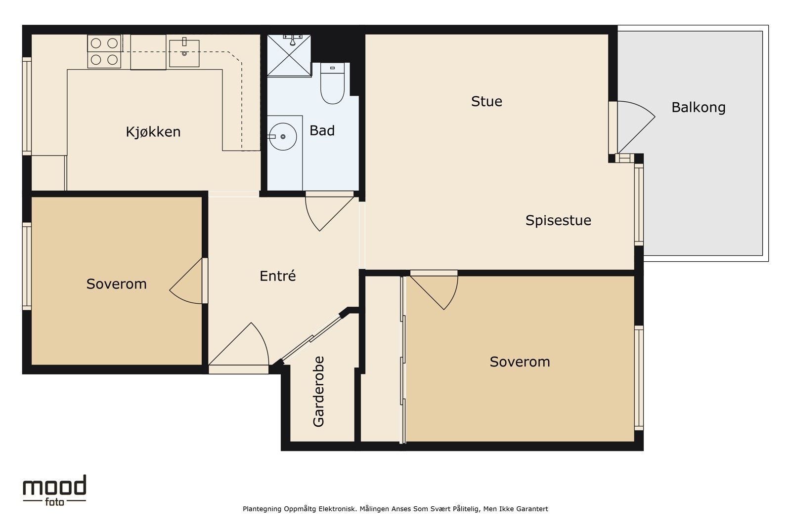 Leilighetens planløsning - I tillegg er det 3 eksterne boder Galleribilde
