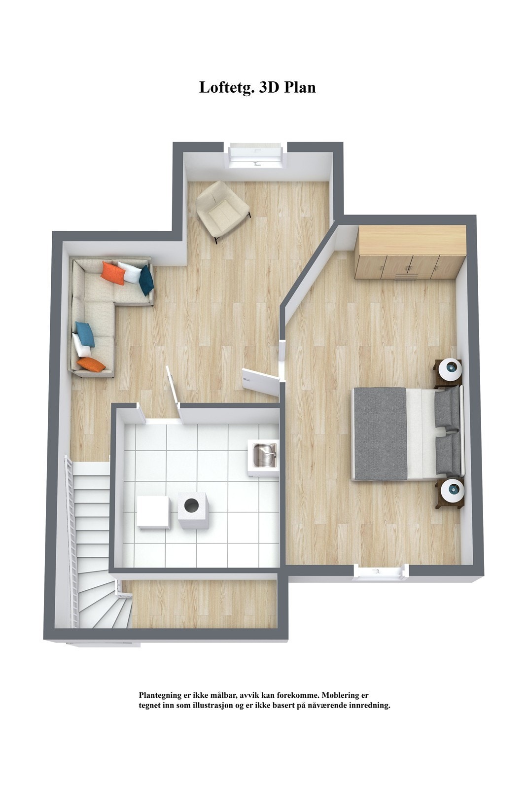 Loftetg. 3D Floor Plan Galleribilde