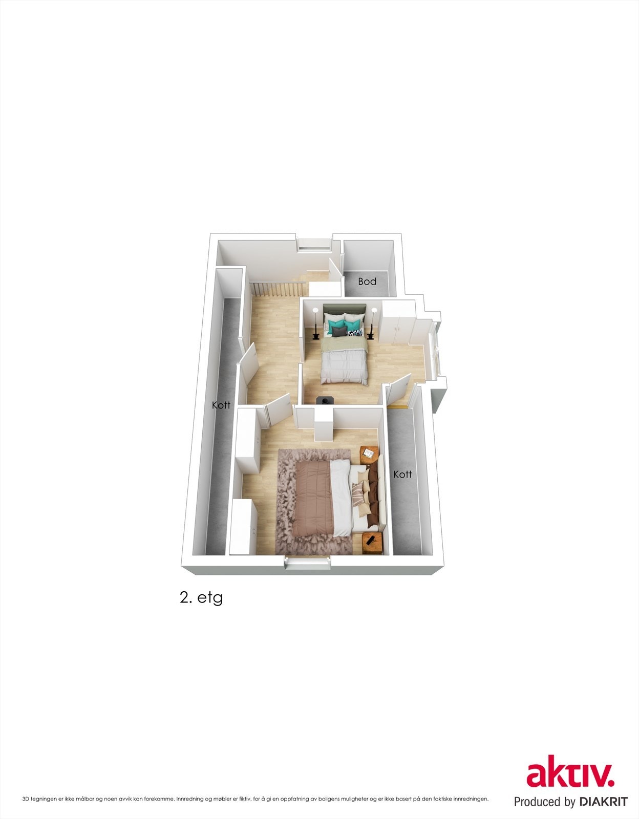3d plantegning 2.etasje Galleribilde