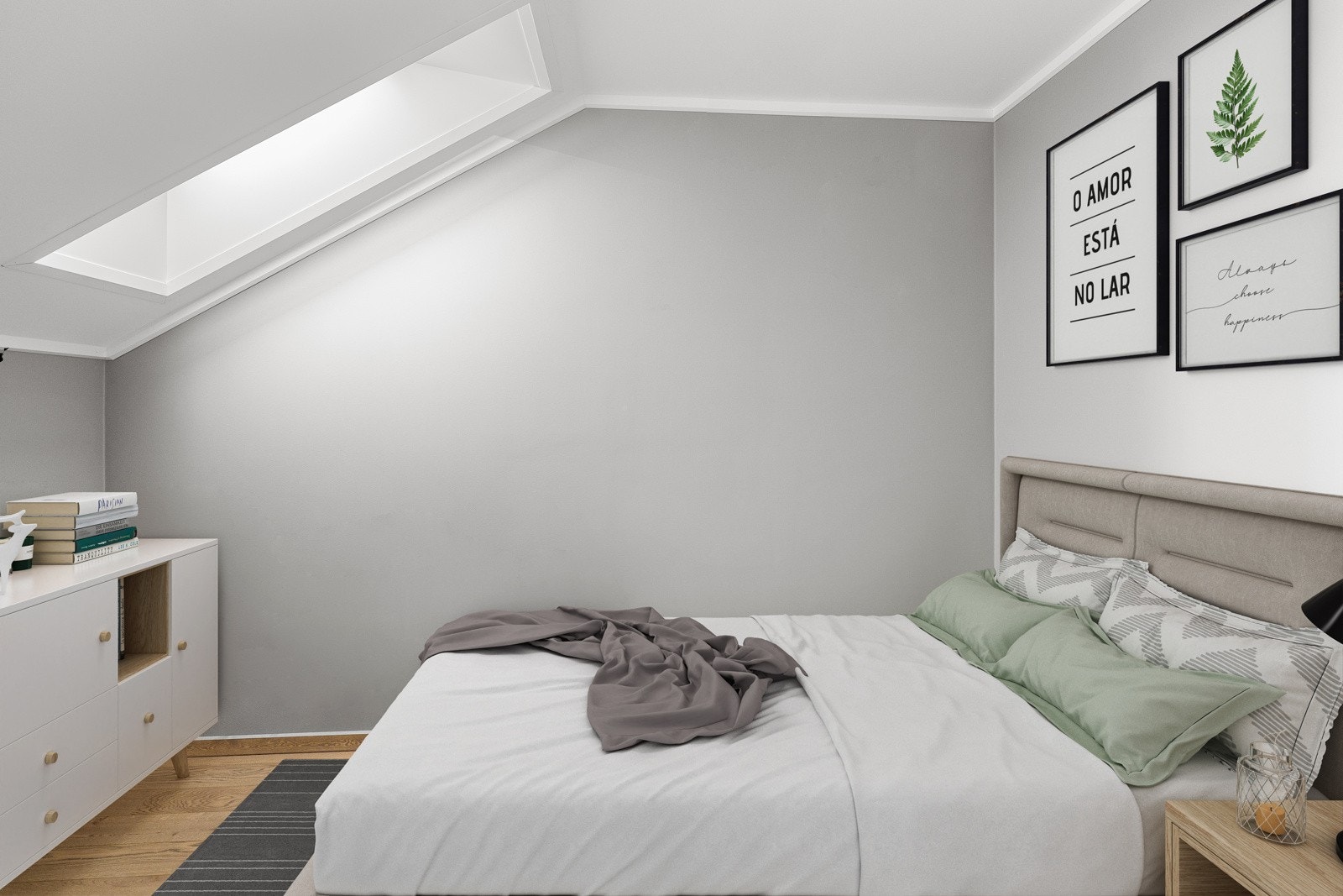 Leiligheten har to soverom. Det er plass til familiekøye eller andre køyesengeløsninger. Møbler er redigert inn og gjenspeiler ikke virkeligheten. Galleribilde