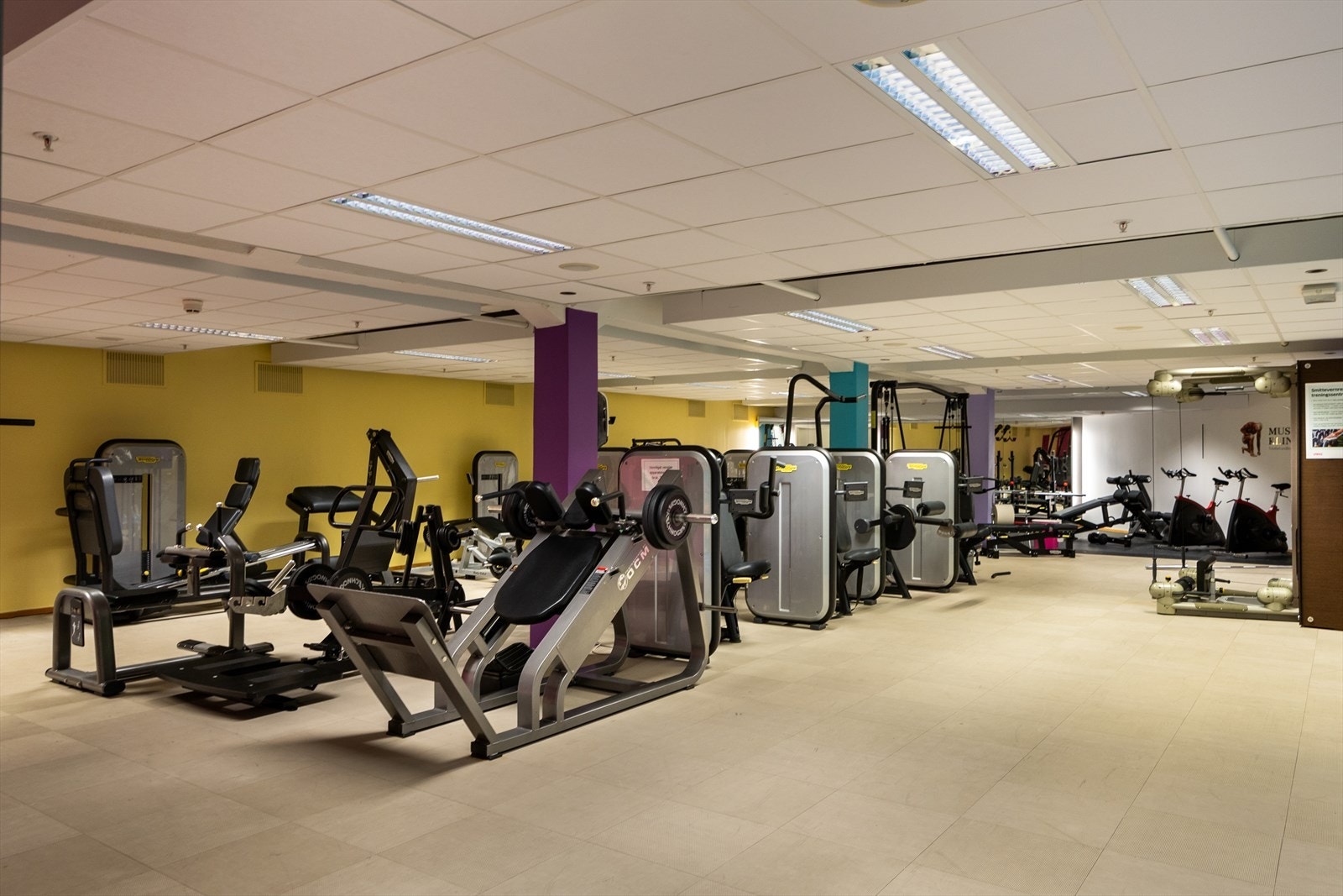 Kjelleren består av sykkelrom, boder, tekniske rom, og et stort toppmoderne Helsestudio Galleribilde