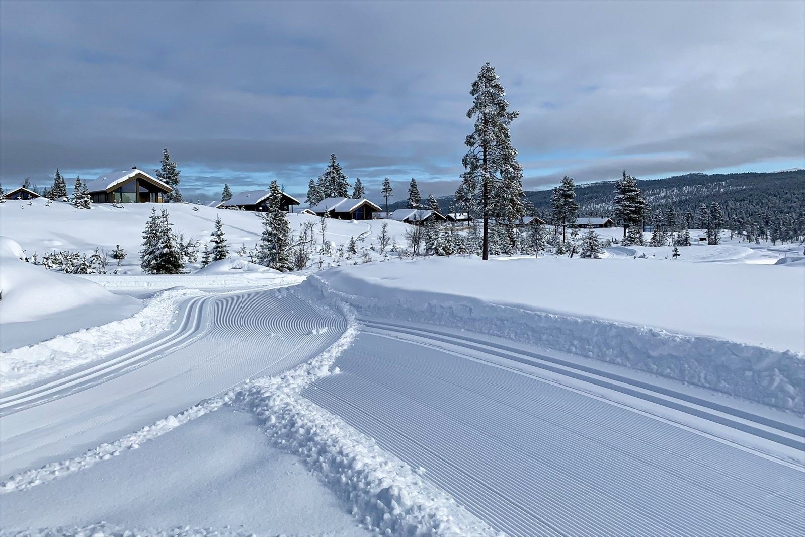 Skiløypa rett nedenfor hytta Galleribilde