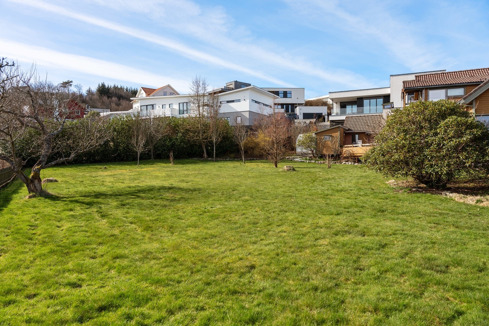 Stor deilig hage med frukttrær og beplantning Galleribilde