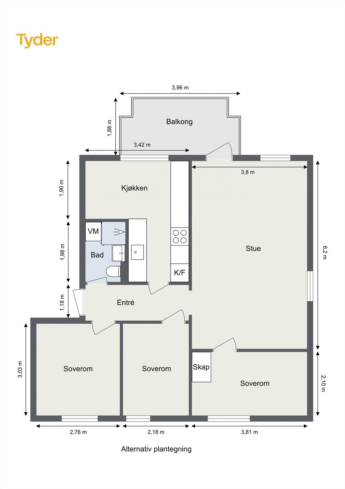 Alternativ plantegning Holmliveien 12. Galleribilde
