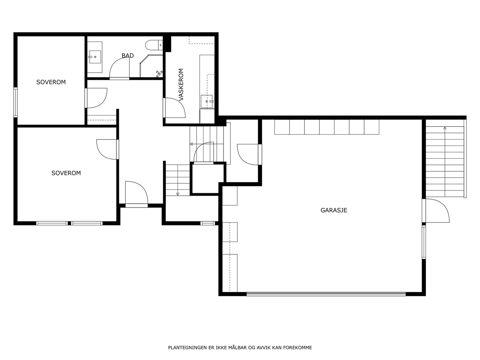 Romløsning sokkeletasjen (det minste soverommet er i godkjente byggetegninger definert som bod). Galleribilde