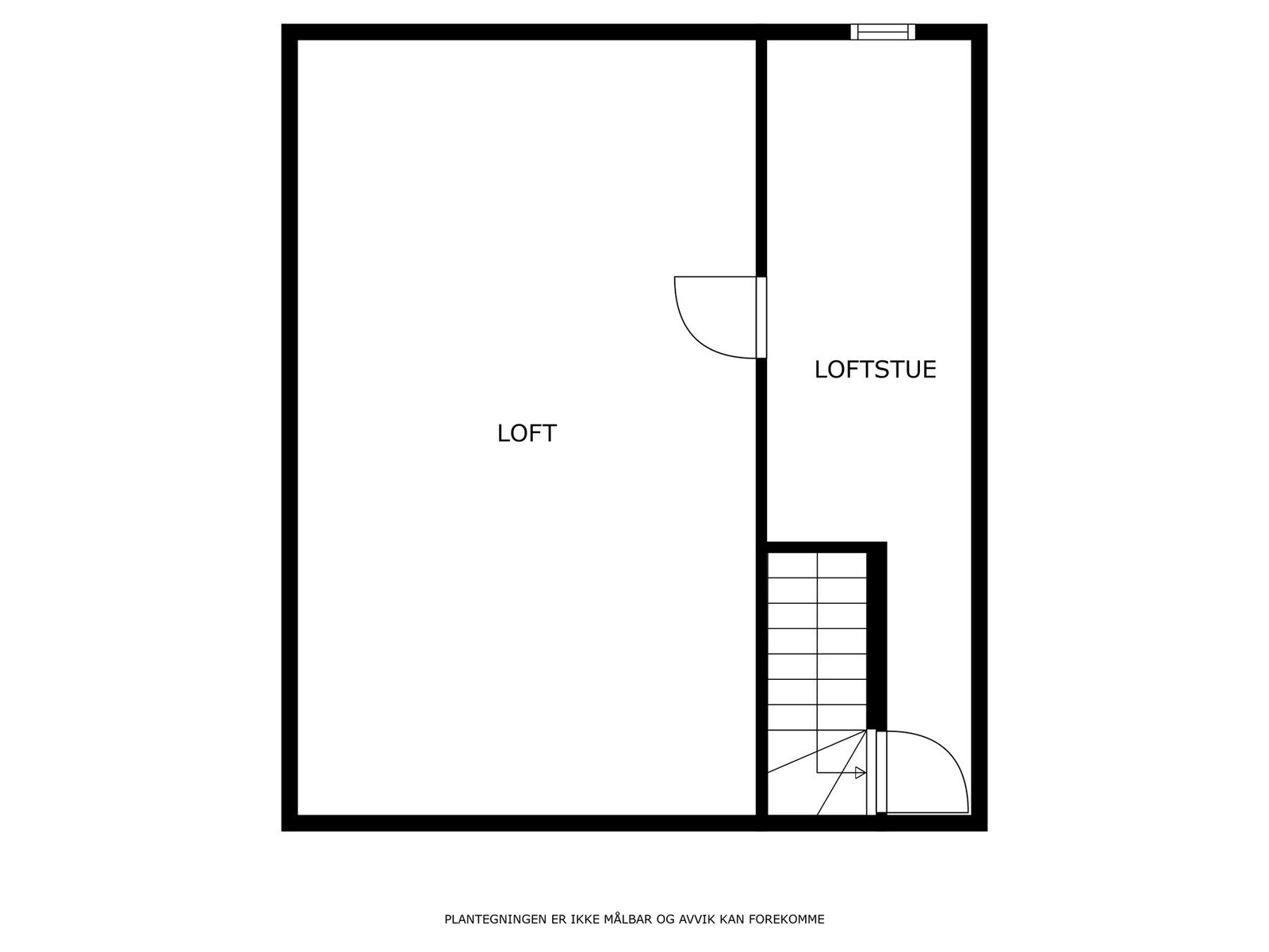 Denne etasjen er ikke inntegnet på opprinnelige godkjente byggetegninger, og loftstuen er ikke omsøkt eller godkjent for varig opphold. Galleribilde