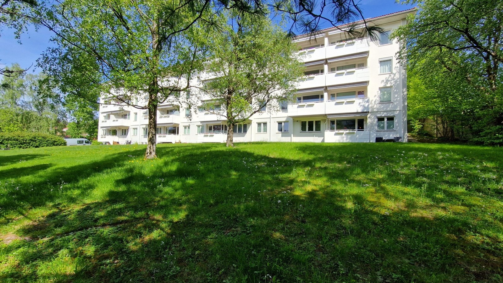Boligen ligger i enden av bygget og er gjennomgående. Det er naturlig lys fra tre himmelretninger fra store vinduer. Galleribilde