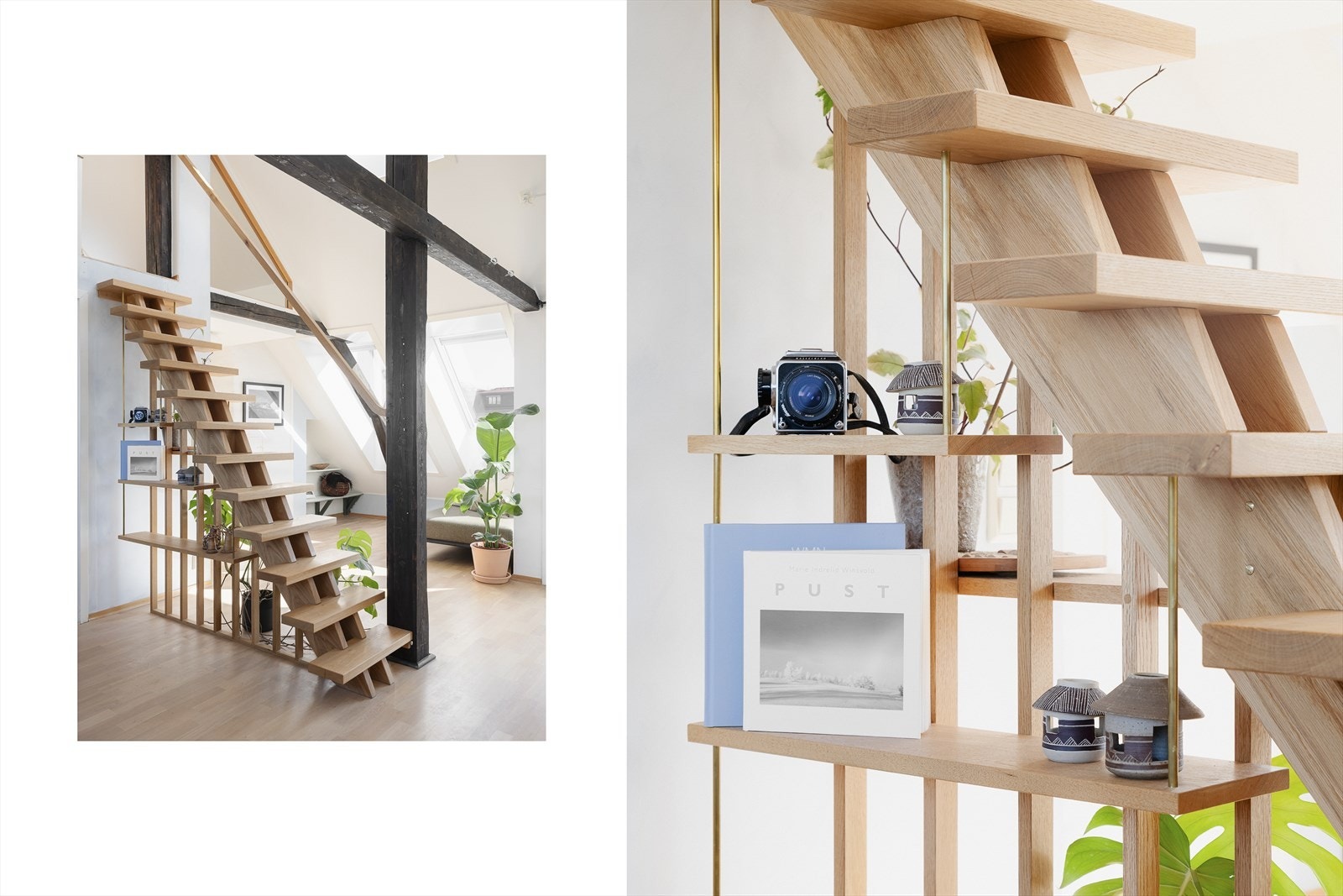 En lekker, plassbygget designtrapp i heltre eik tar deg videre opp til hemsen. Galleribilde