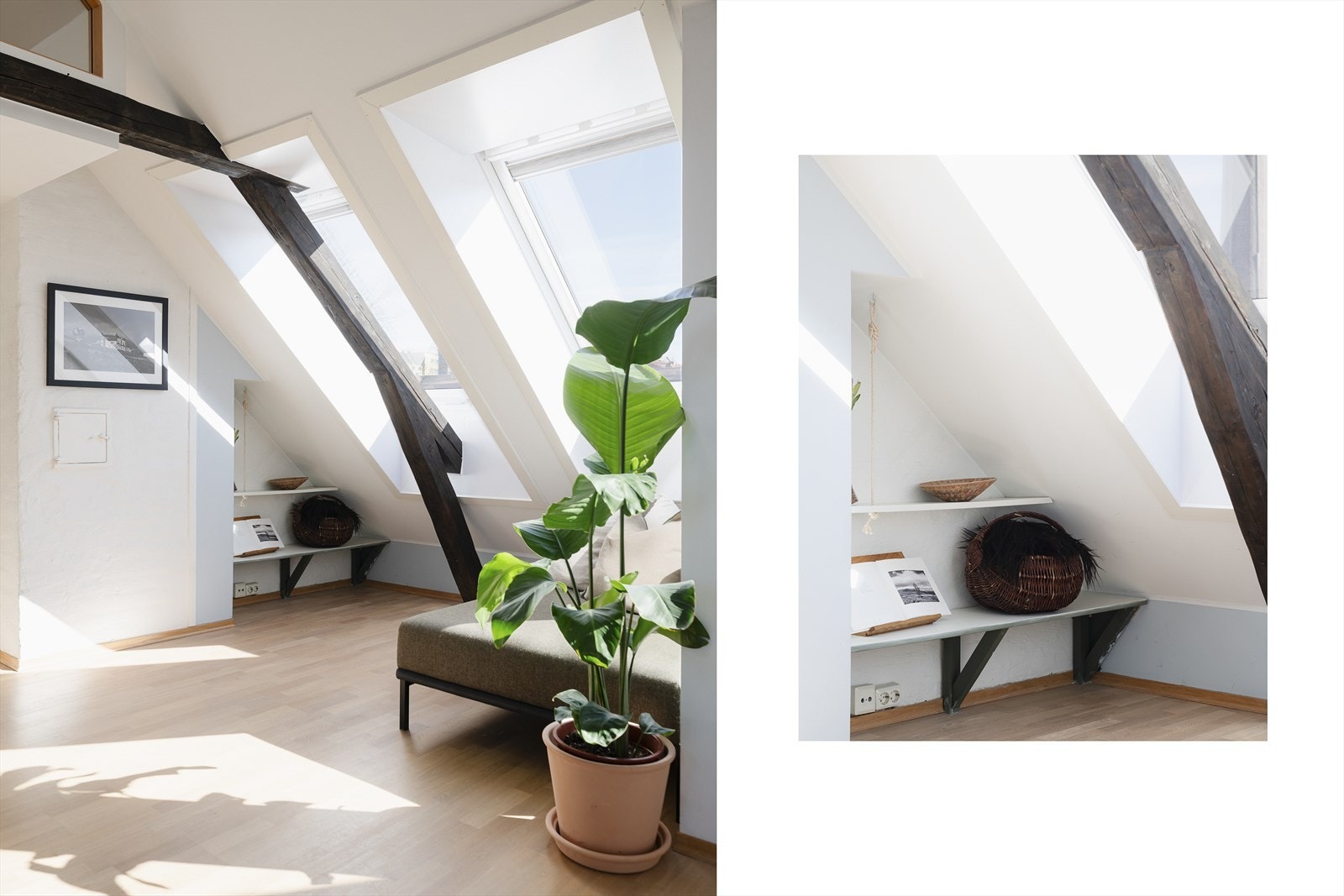 De mange vindusflatene i leiligheten byr på en lys og luftig romfølelse. Galleribilde