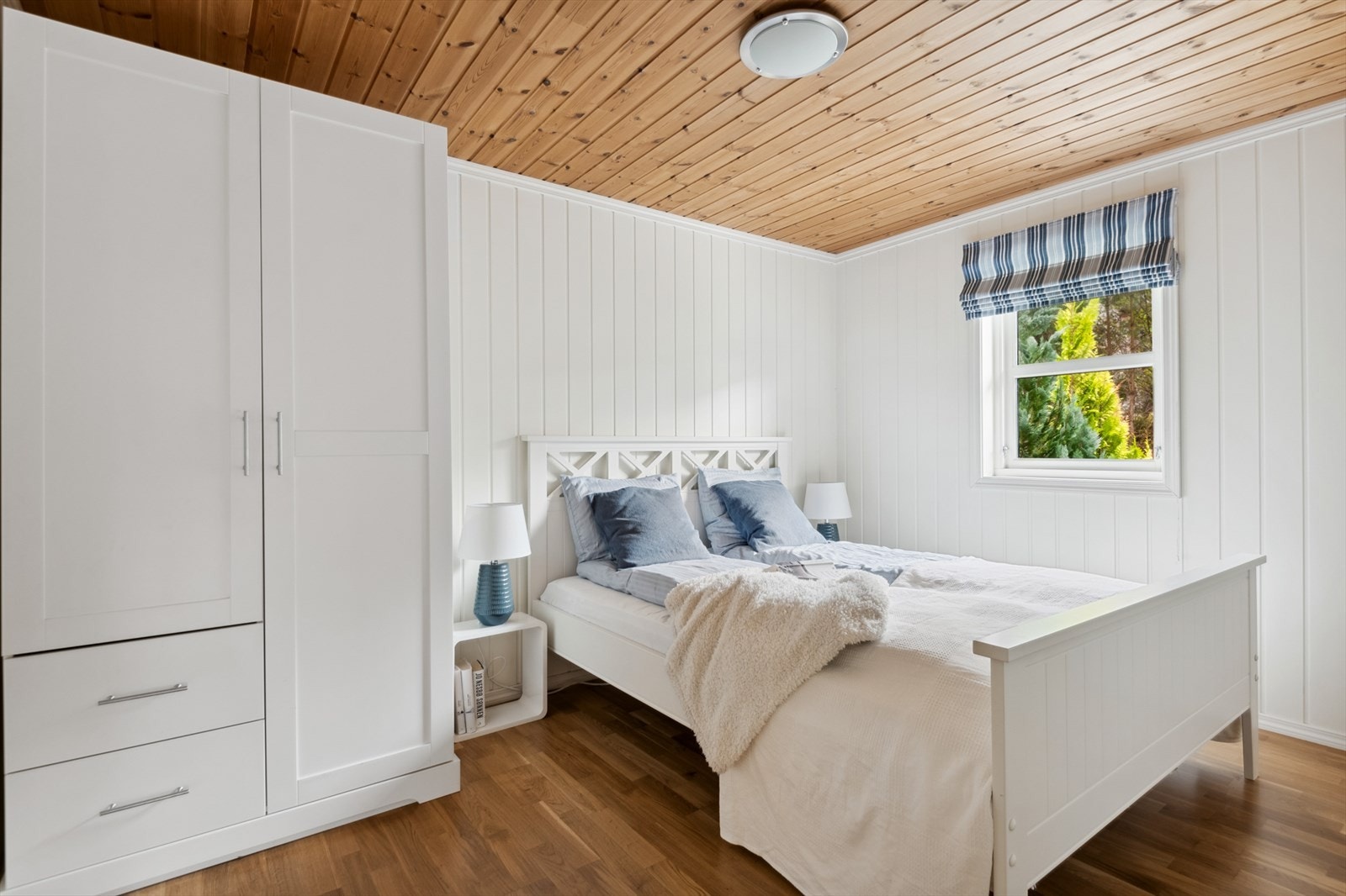 Det er god plass til dobbeltseng, nattbord og garderobeskap. Galleribilde