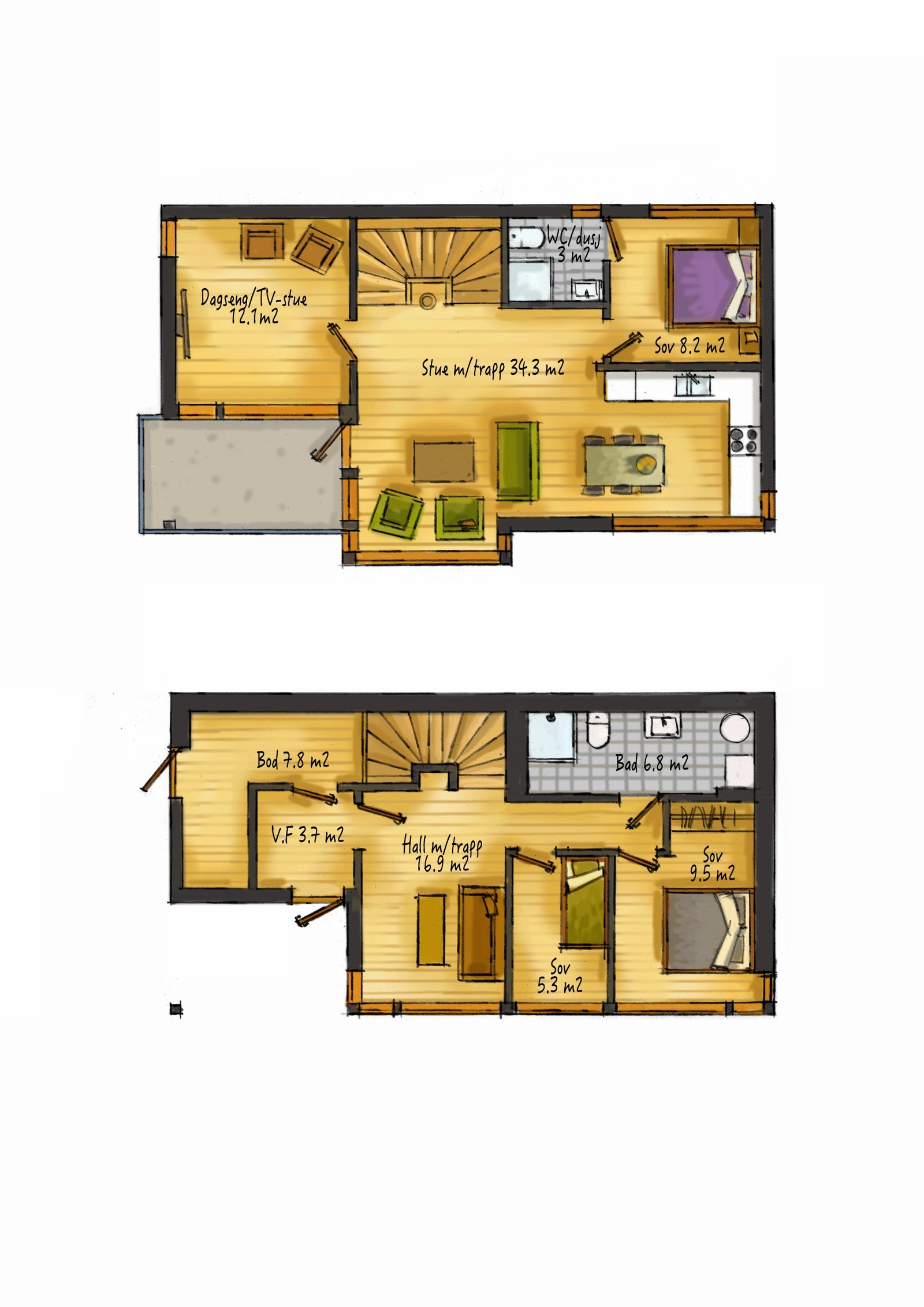 Hytte Ålsheia M plantegning Galleribilde