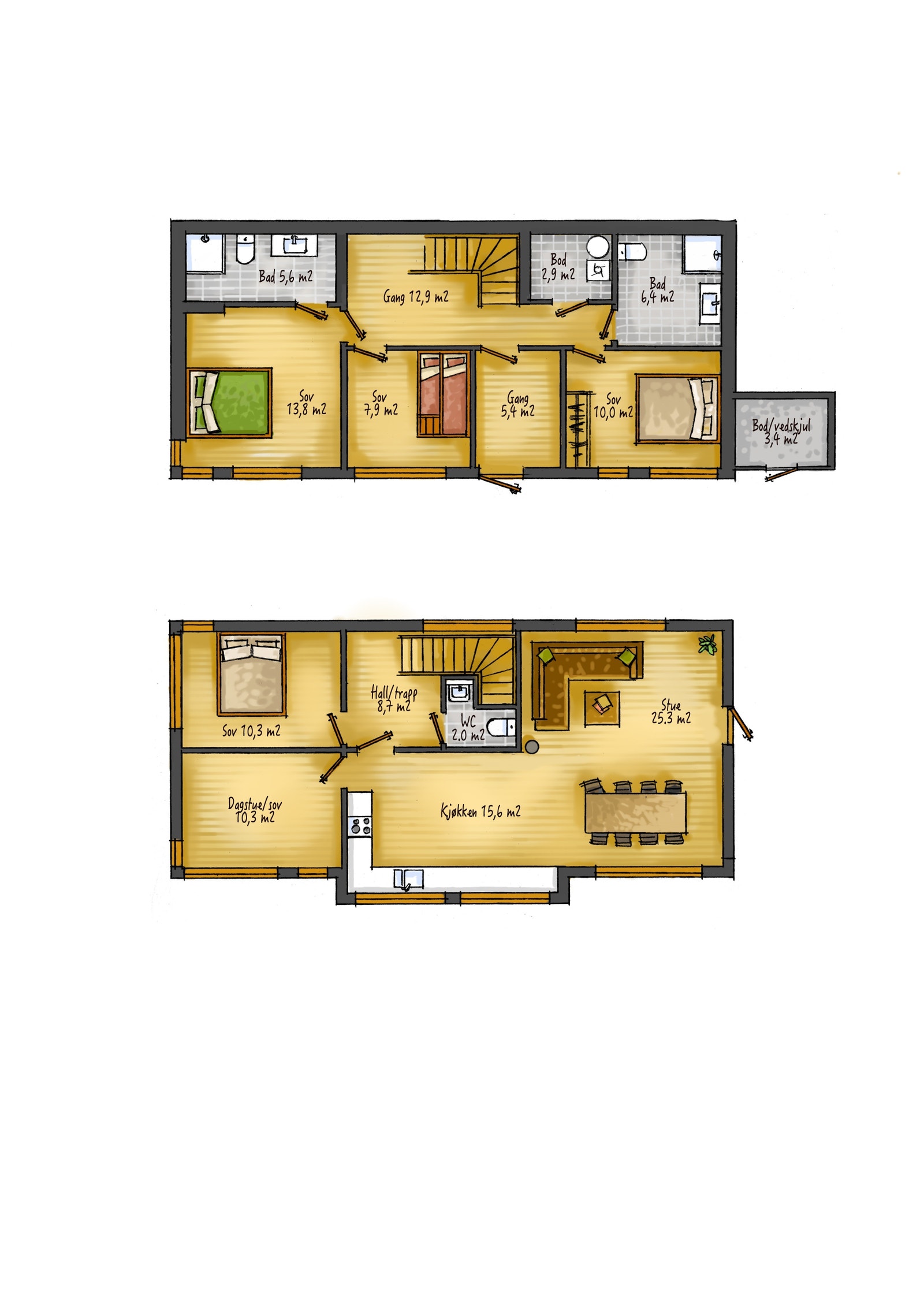 Hytte Beinesdalen plantegning Galleribilde