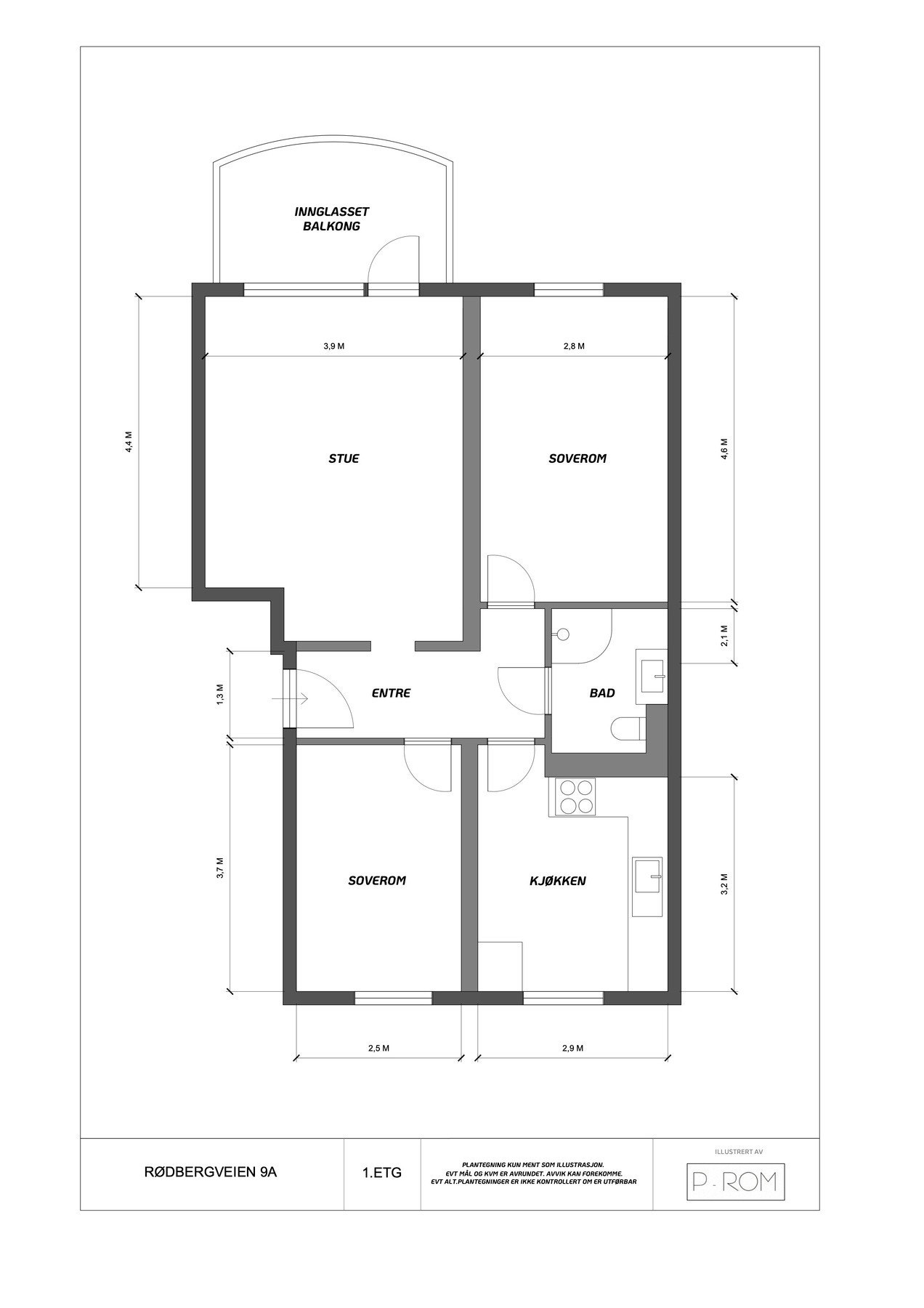 Målsatt plantegning. Galleribilde