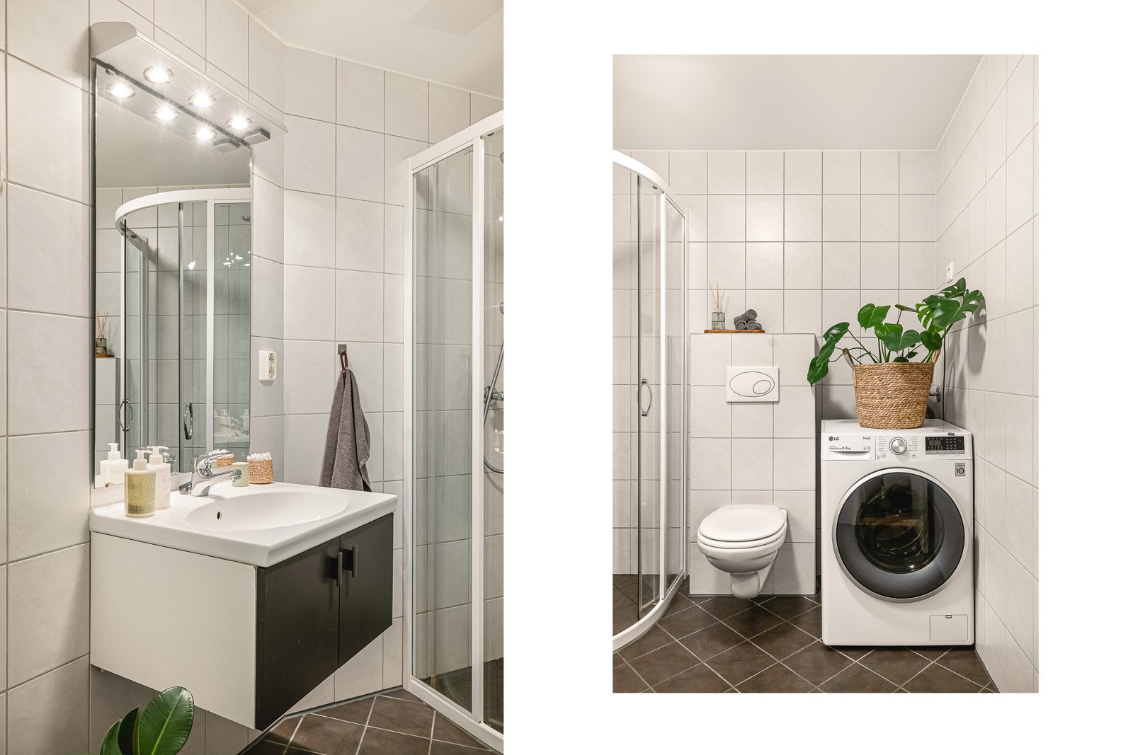 Det er vannbåren gulvvarme, plastsluk og avtrekksventil i himling. Galleribilde