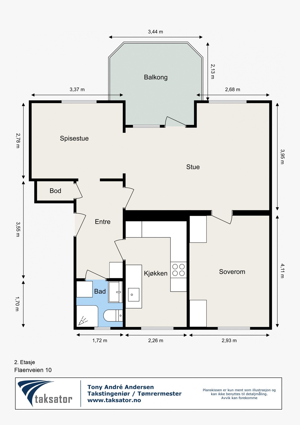 Dagens planløsning 2-roms Galleribilde